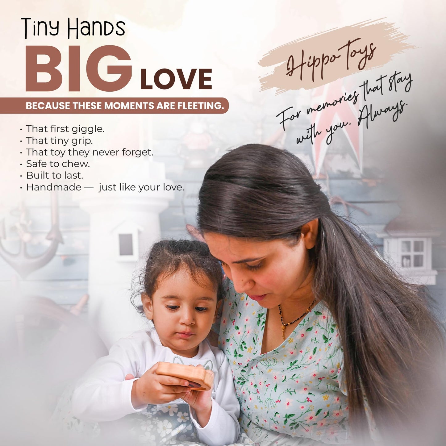First Baby Rattle for Newborn (0–3 Months) – Natural Wooden Sensory Toy for Babies – Gentle Rattle Sound, Safe First Handheld Infant Toy Gift