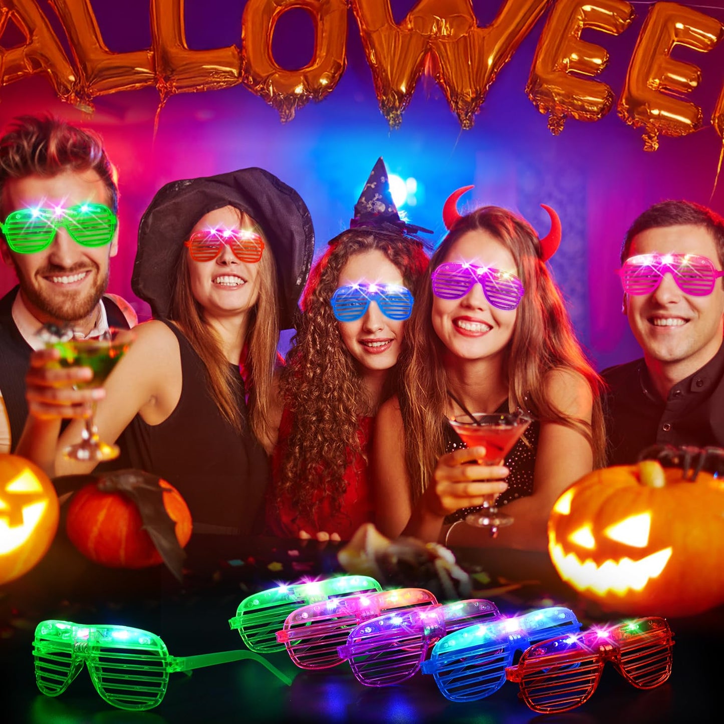 HONLYNE 180 PCS Light Up Glasses, Glow In The Dark Party Supplies, LED Glasses, Neon Flashing Glasses Bulk for Kids and Adults, Glow Glasses for Glow Party, Wedding, Birthday, Halloween, Rave Carnival