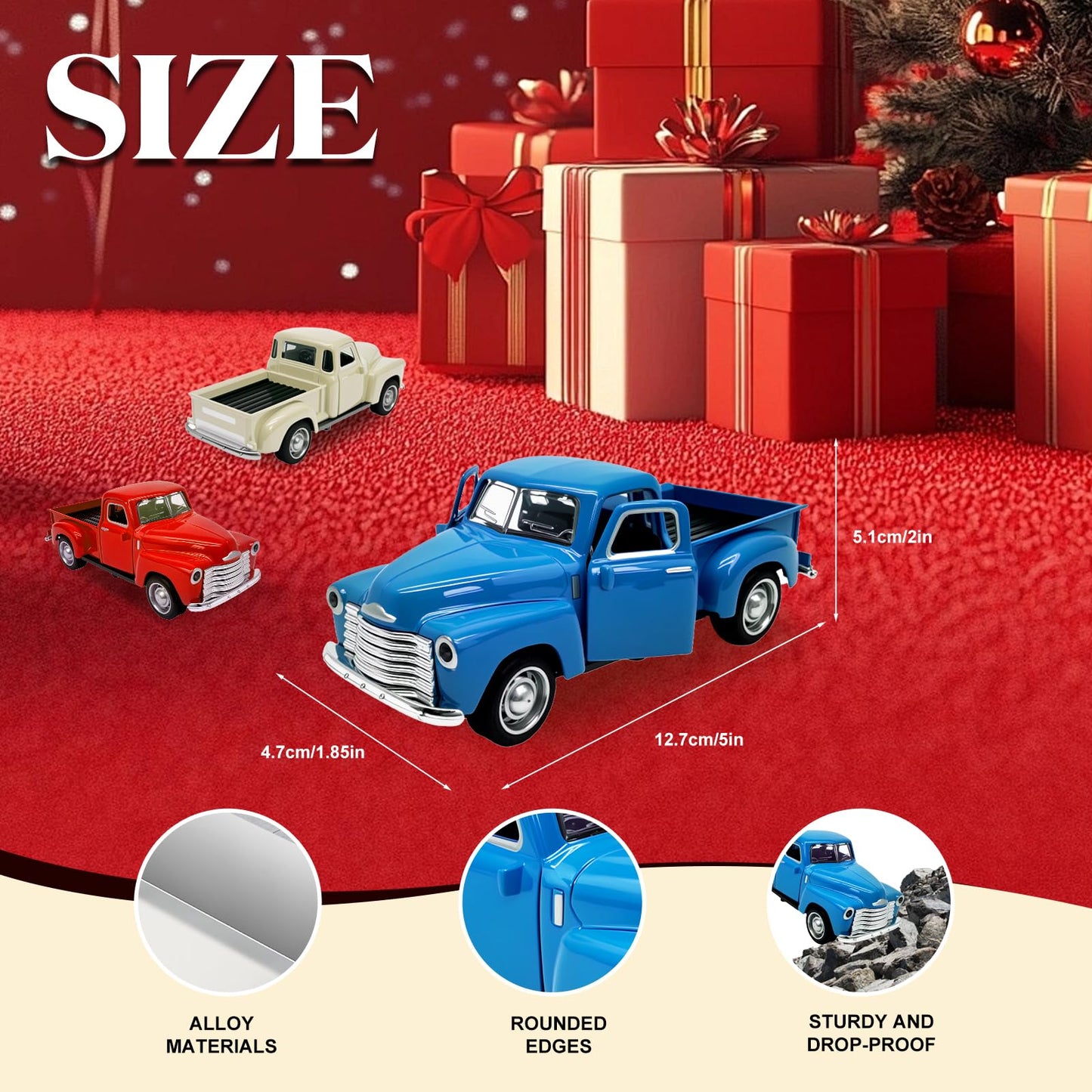 AGSIXZLAN Little Blue Truck Toy for Toddlers 2 3 4 5 6 7 8 Year Old Boys Girls,1:32 Alloy Toddlers Car Toy Driveable,Car Door Can Open,Toy Trucks for Kids Easter Christmas Birthday Gifts