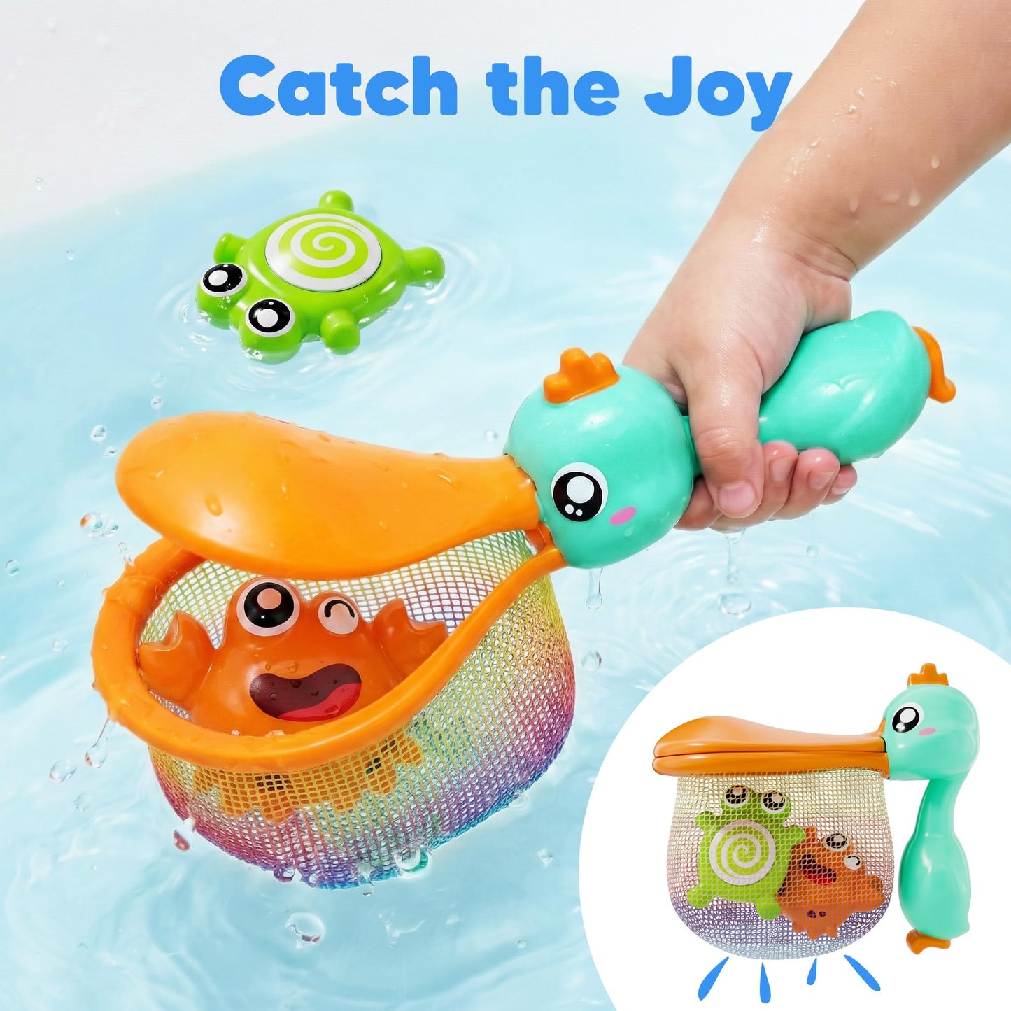 iPlay, iLearn Baby Fishing Bath Toy, Toddler Bathtub Magnetic Fishing Game W/Pole Net Fish Water Squirt Animal, Kid Shower Bathtime for Pool Play, Birthday Gift 6 12 18 Month 1 2 3 Year Old Boys Girls