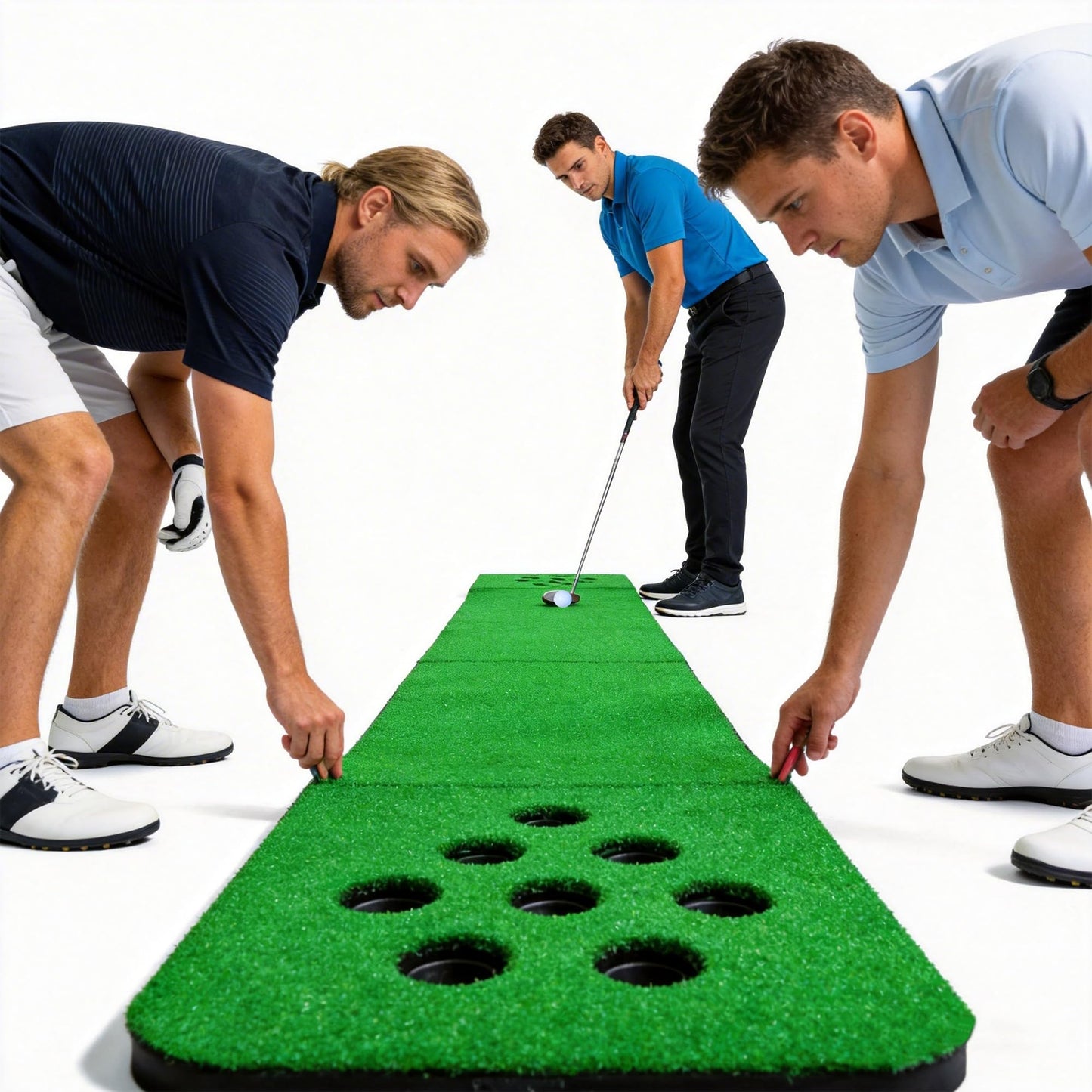 VERDIGRASS Golf Putting Game Set for Indoor & Outdoor,Portable Golf Pong Putting Green Mat with 2 Putters, 2 Balls,16 Hole Covers, 1 Storage Bag for Home, Backyard, Office & Party,Great Gifts for Men
