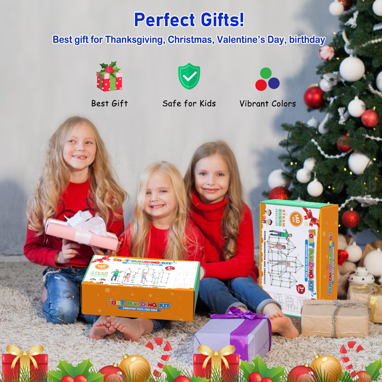 zqiliboyi Fort Building Set for Kids 4-8, 140pcs Educational Toys Play Sets, Large Creative DIY STEM Fort Making Set Indoor & Outdoor,Tunnels and PlayTent Construction Castles for Gift Boy or Girl