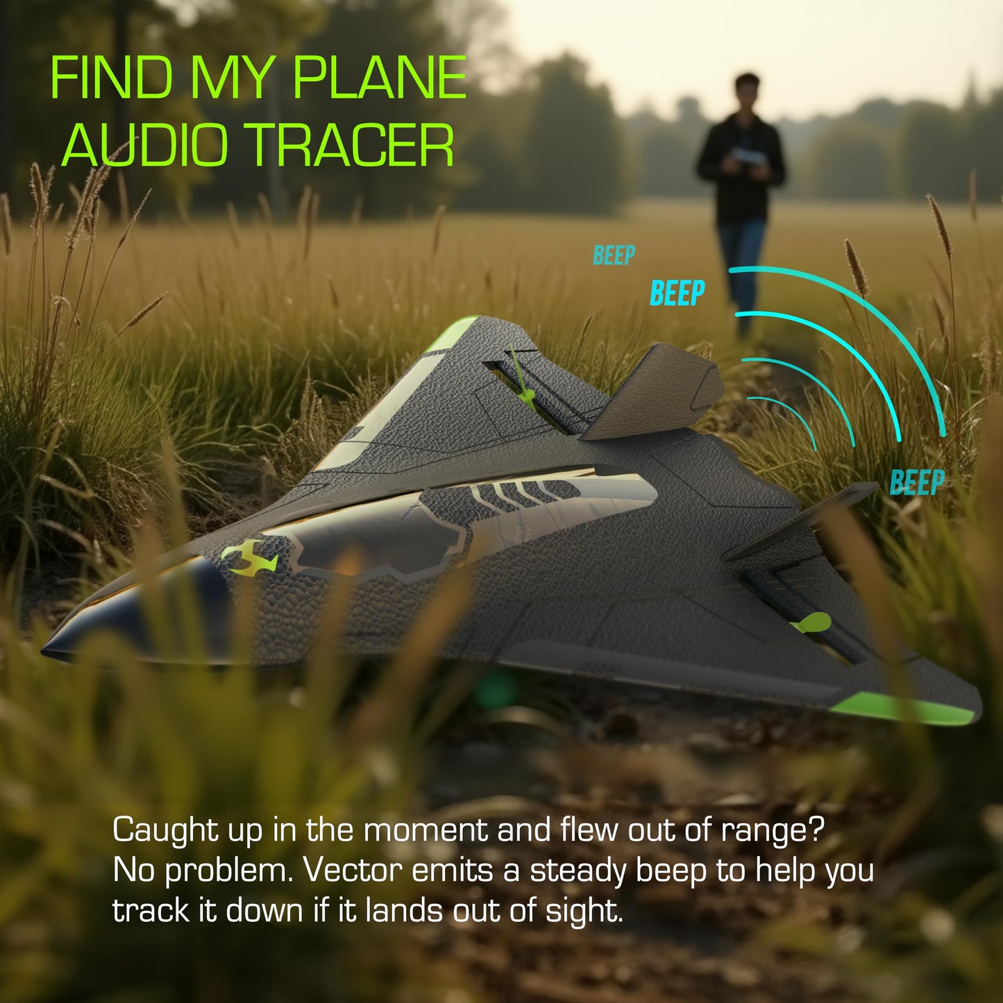 Sky Viper Vector Performance RC Plane, up to 45 MPH, 1-Touch Stunts, Rechargeable Battery