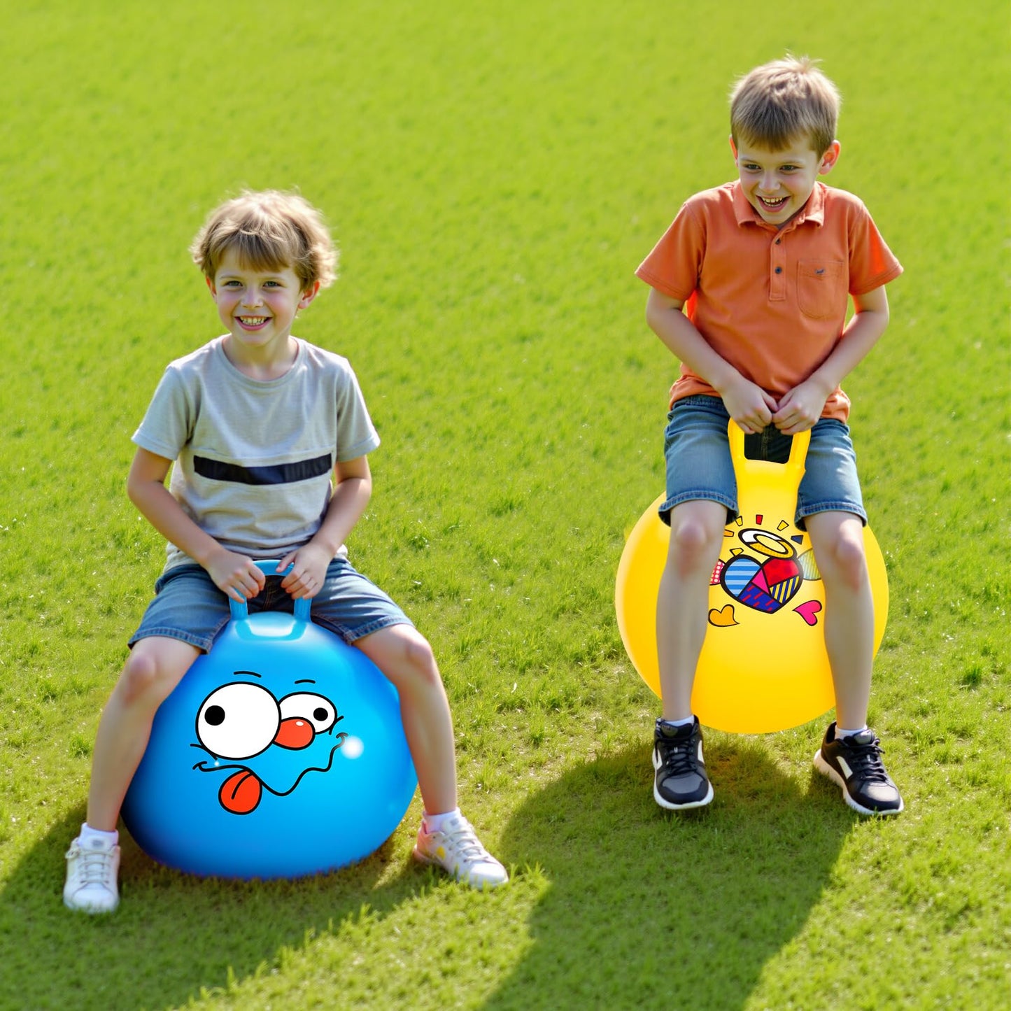 ZOOJOY 6pcs Hopper Balls for Kids 3-8, 18In Bouncy Ball with Handle, Sit on Hopping Toys for Sport/School/Team Active Play, Hippity Hop Ball for Indoor Outdoor Games with Pump