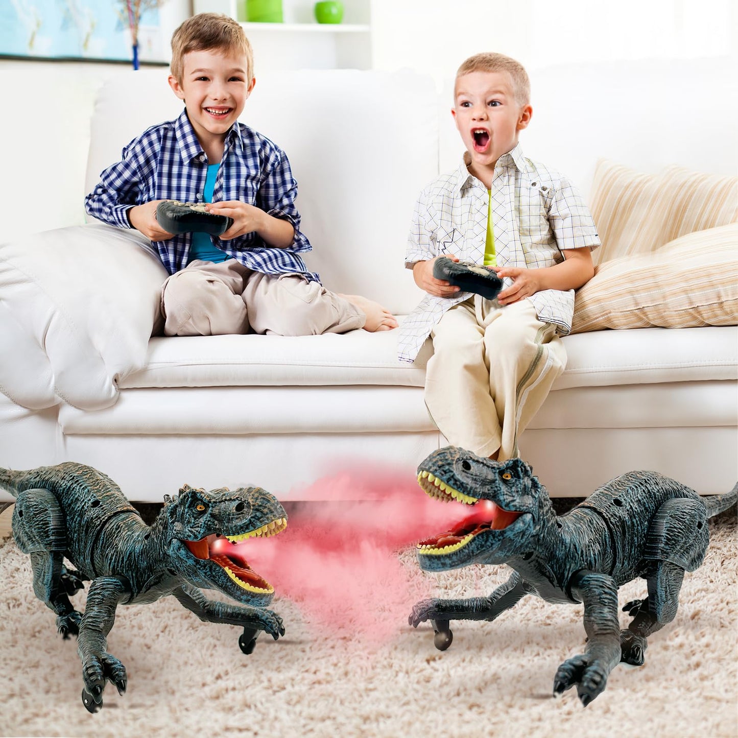 TALGIC Remote Control Dinosaur for Boys 4-7, Robot Dino Toys for Kids 5-7, rc Dino with Realistic Legs & Spray Stream, Remote Dinosaur Toys for Kids3 4 5 6 9 Year Old boy Birthday Gift (Blue)