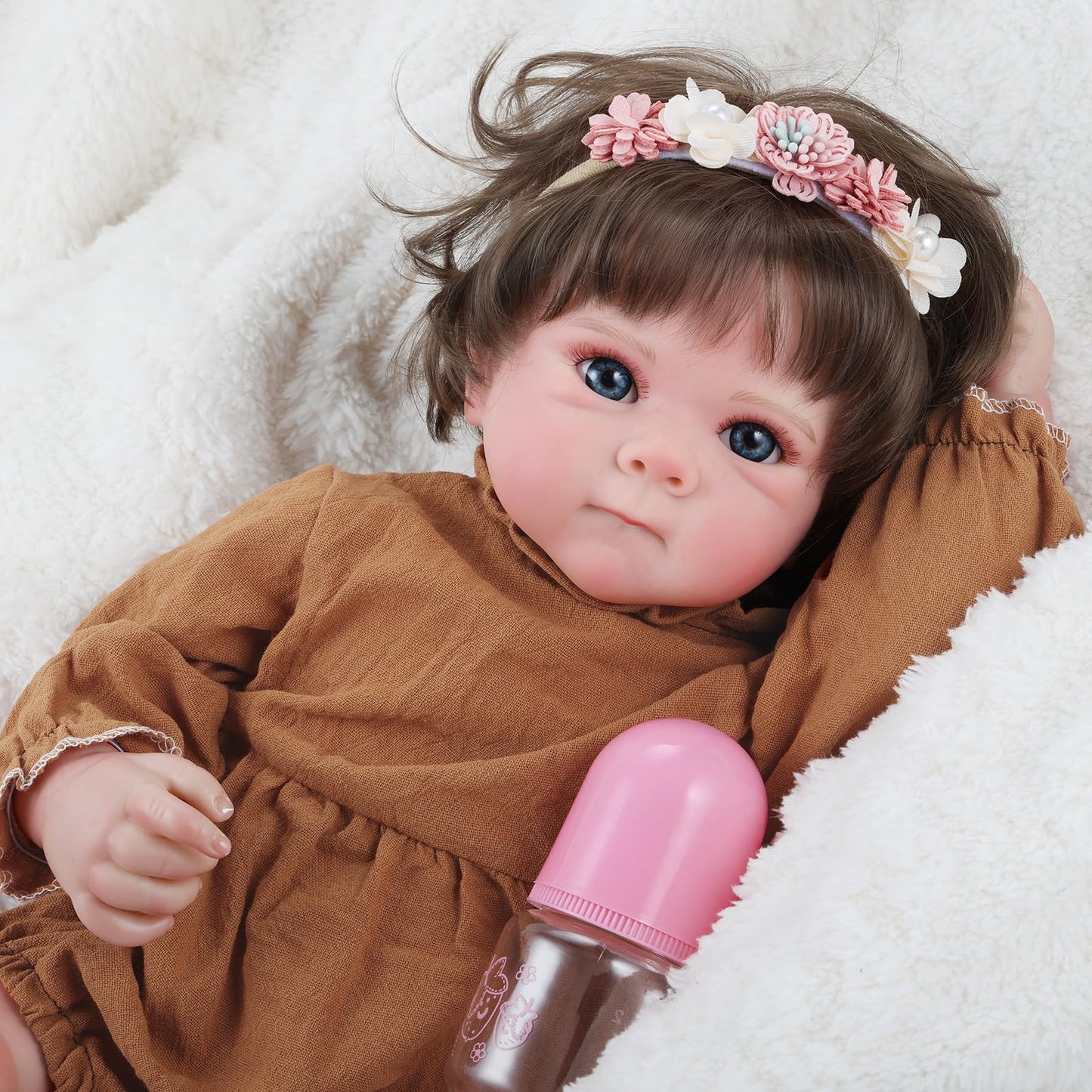 GAGAKU 18 Inch Realistic Reborn Baby Doll for Girls - Lifelike Toddler Doll with Accessories Set, Full Vinyl Soft Body Reborn Doll - Rooted Hair