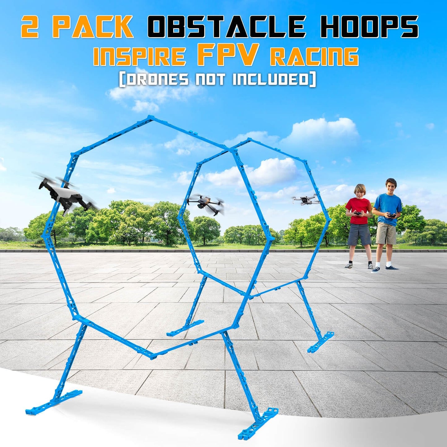 Dolanus 2-Pack Obstacle Hoops for FPV Racing Drones - Durable & Easy-Build - Ideal Drone Obstacle Course for Kids 6-12 & Adults, RC FPV Racing & Model Aircraft Games