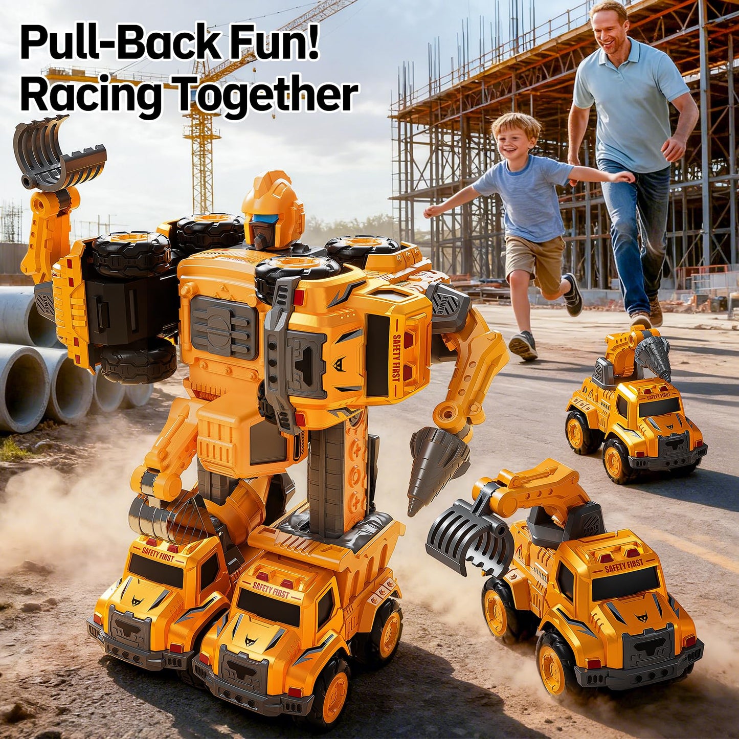 KIZONLY Transform Toys for Boys 4-6, 5 in 1 Take Apart Toys for Boys 3-5, Construction Excavator Transform Assembling Robot Toy for Kids, Educational Birthday Gift for 4 5 6 7 8 Year Old Boy Girls
