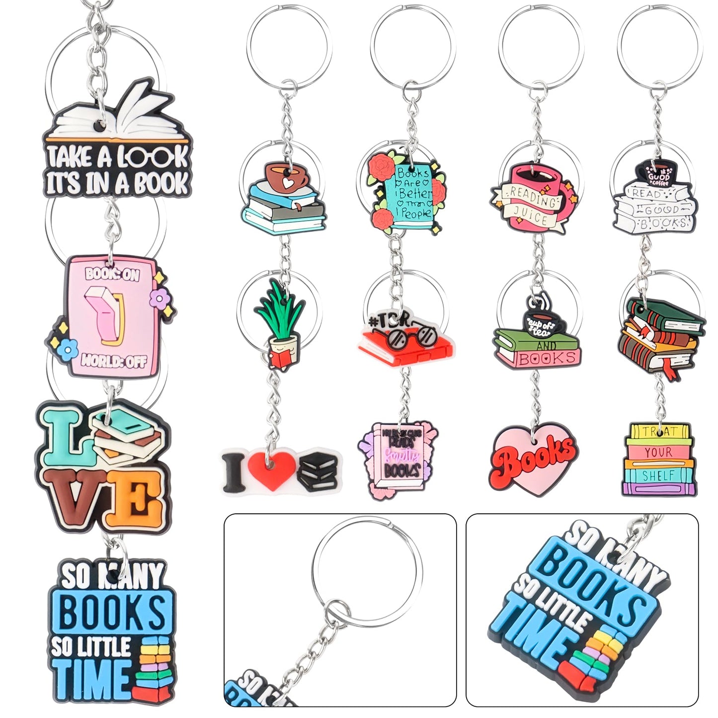 Tnoeuz 32PCS Book Keychain Book Lover Gifts Book Club Party Favors Bookish Keychain Bulk for Books Lovers Readers Librarian Book Club Gifts