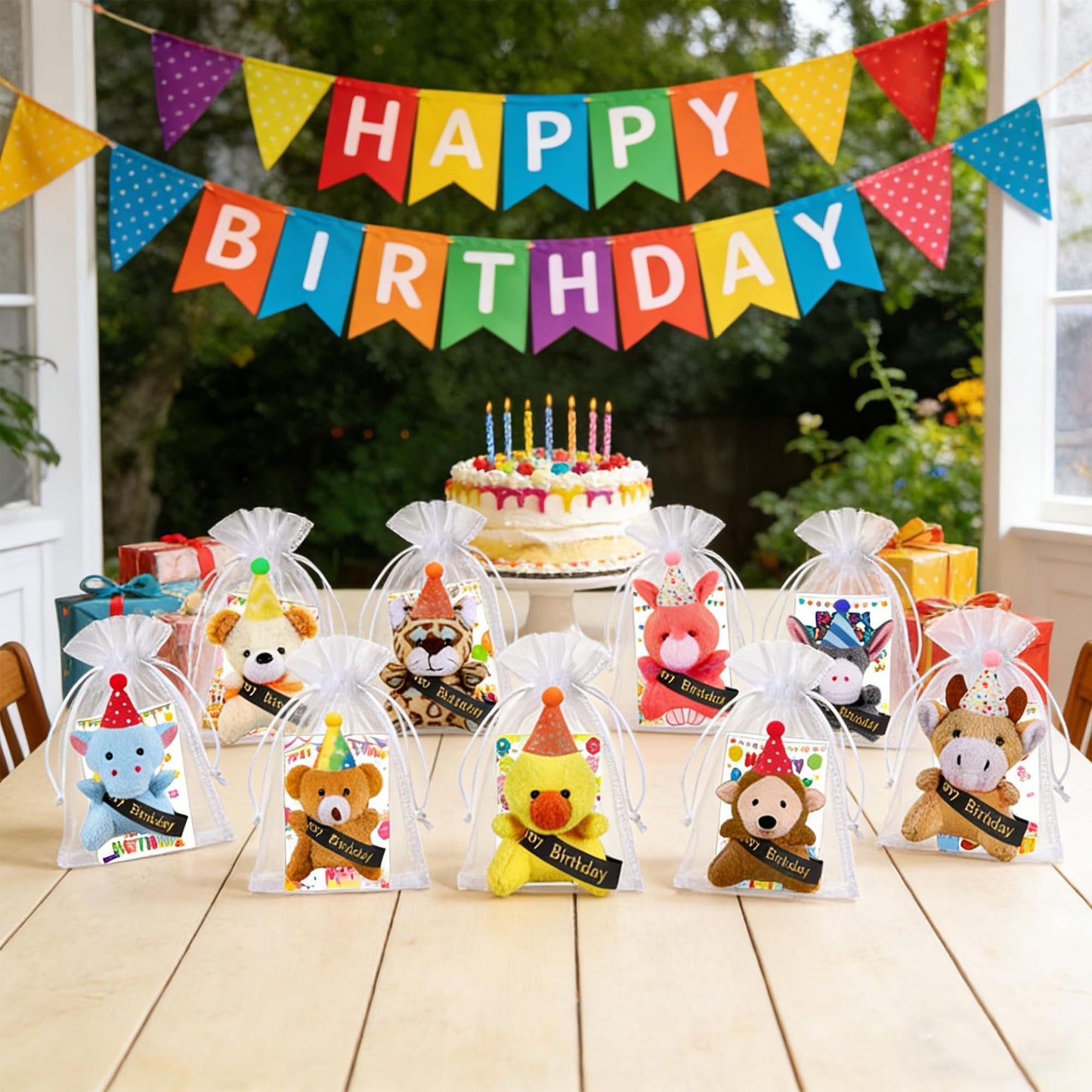 Birthday Animal Plush Keychains Bulks – Valentines Day Gifts for Kids, Small Stuffed Animals Toys with Gift Bags, School Classroom Party Favors for Students Goodie Bag Fillers Easter Egg Fillers