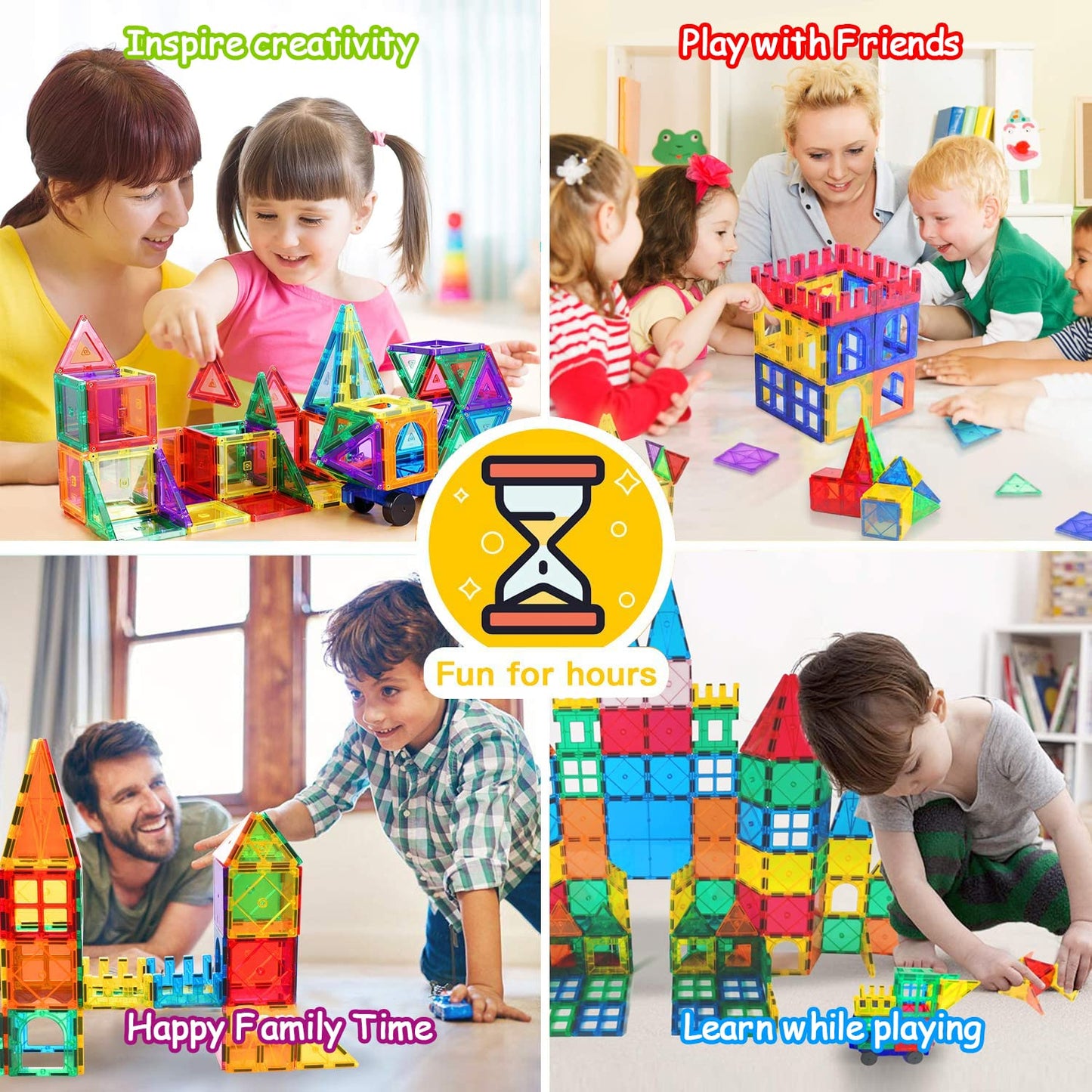 Landtaix 100pcs Magnetic Tiles Magnetic Building Blocks for Toddlers 3 4 5 6 7 Year Old Boys Girls Educational Magnet Blocks Christmas Birthday Gift Toys for Kids Ages 4-8 Sensory Toys 1-3