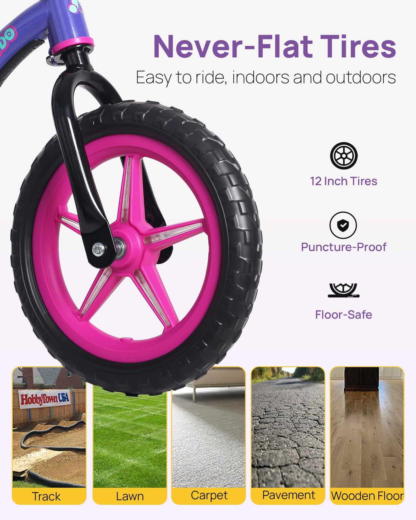 KRIDDO Toddler Balance Bike 2 Year Old, Colorful Lighting Kids Balance Bike for 2-5 Years Old, 12 Inch Balance Bicycle with Riding Buddy, Tool-Free, Adjustable Seat, Handlebar, Gift for 2-3 Girls Boys