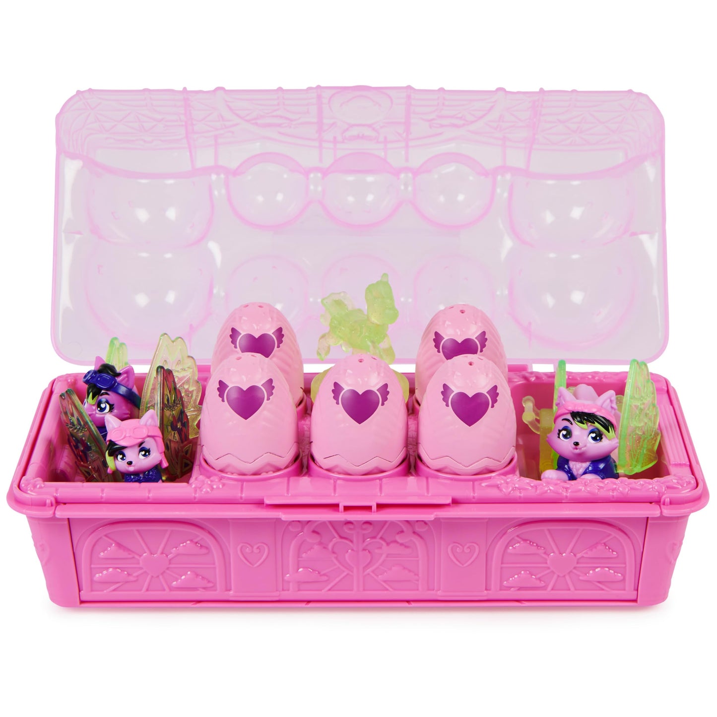 Hatchimals CollEGGtibles, Rainbow-cation Wolf Family Carton with Surprise Playset, 10 Characters, 2 Accessories, Kids Toys for Girls