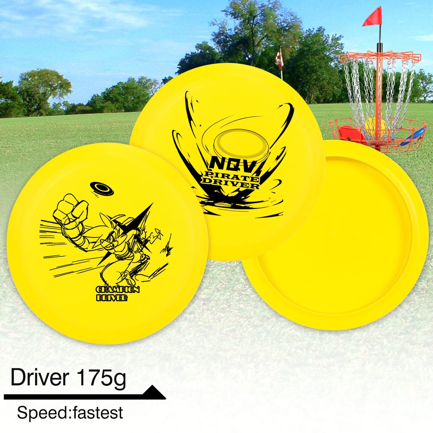 NQV Disc Golf Set,Disc Golf Starter Set-6 Pack Driver, Mid-Range and Putter Discs with Disc Golf Bag for Outdoor and Backyard(Black Bag), Medium