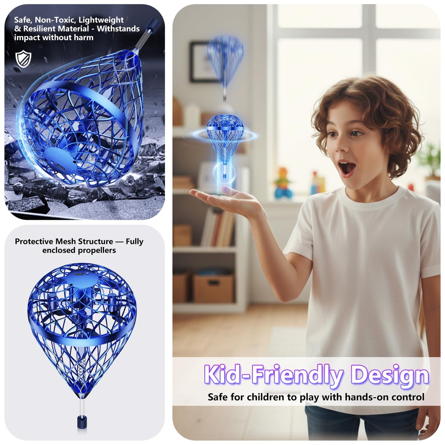 Tikduck 1 Pack Pink Flying Orb Ball, 1 Pack Blue Flying Bouncing Ball Toy, 2025 Cool Stuff Christmas Birthday Toy Gift, for Kids Age 6 7 8 9 10