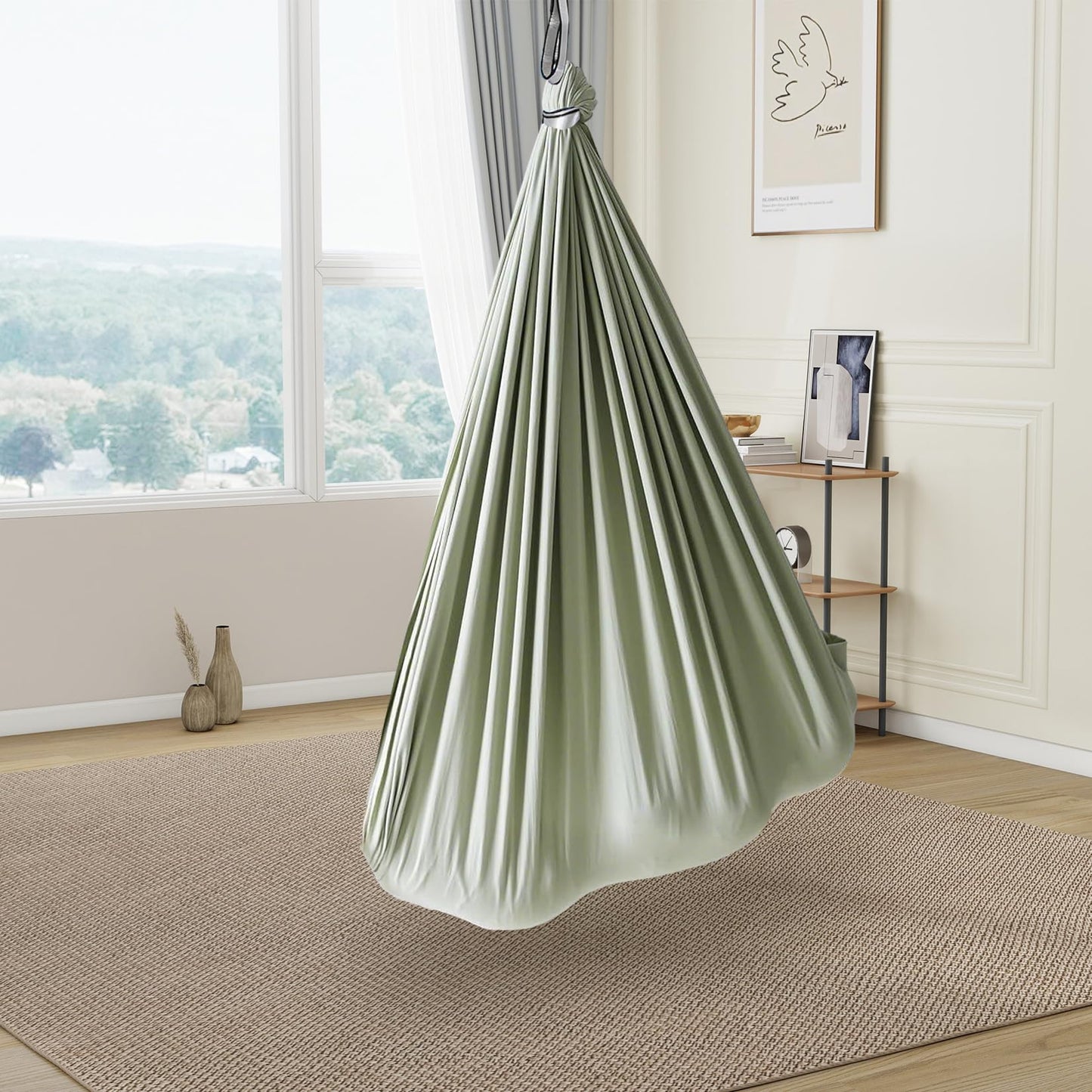 Sensory Swing, Indoor Outdoor Cuddle Hammock for Kids and Adults, with Heavy Duty Hardware, 360° Swivel, Calming Swing for Autism, ADHD and Sensory Integration