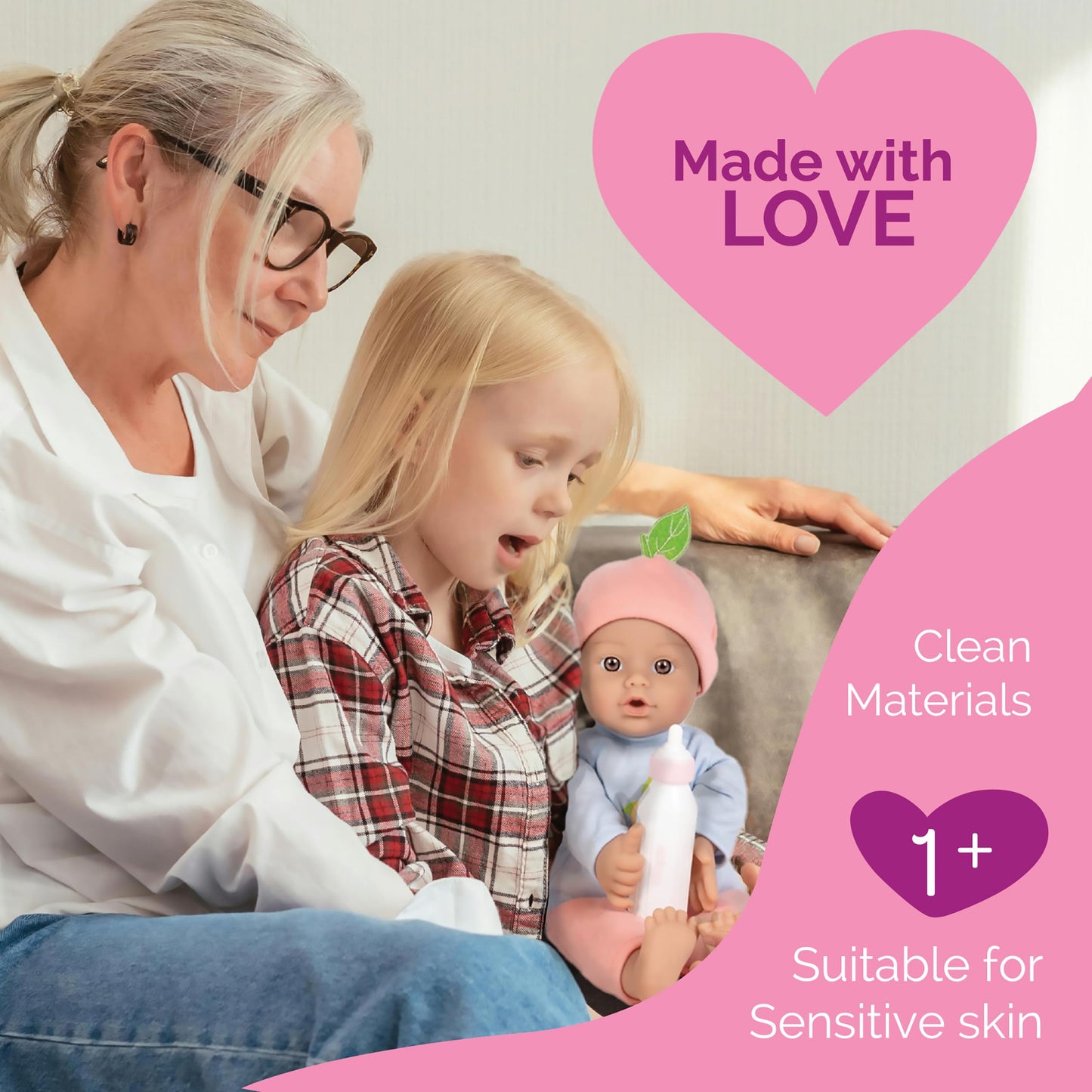 Adora Amazon Exclusive Sweet Babies Collection, 11” Soft and Cuddly Baby Doll Machine Washable, Birthday Gift For Ages 1+ - Baby Grapefruit
