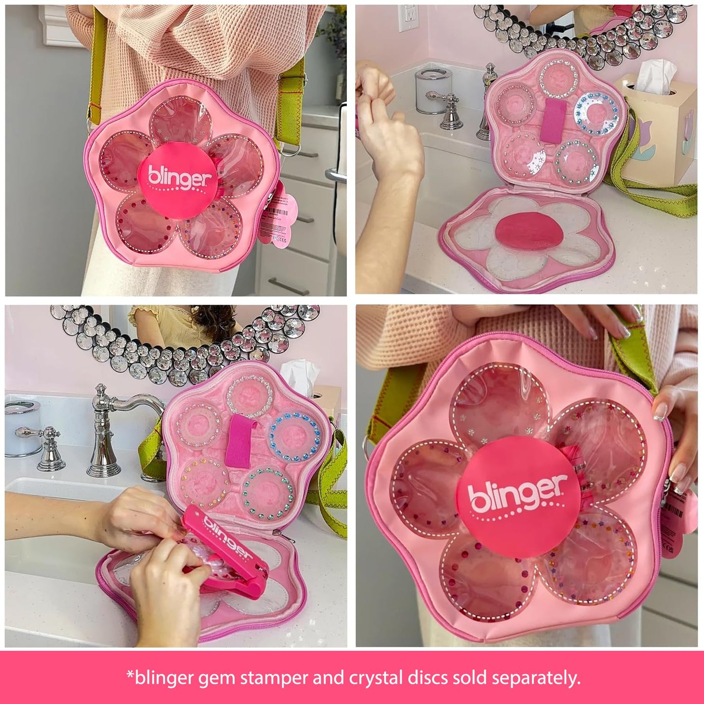 blinger® Flower Carry Case | Perfect Organizer for your Gem Stamper & your Discs (sold separately) | Holds up to 225 gems! | Gem Stamper & Discs Not Included
