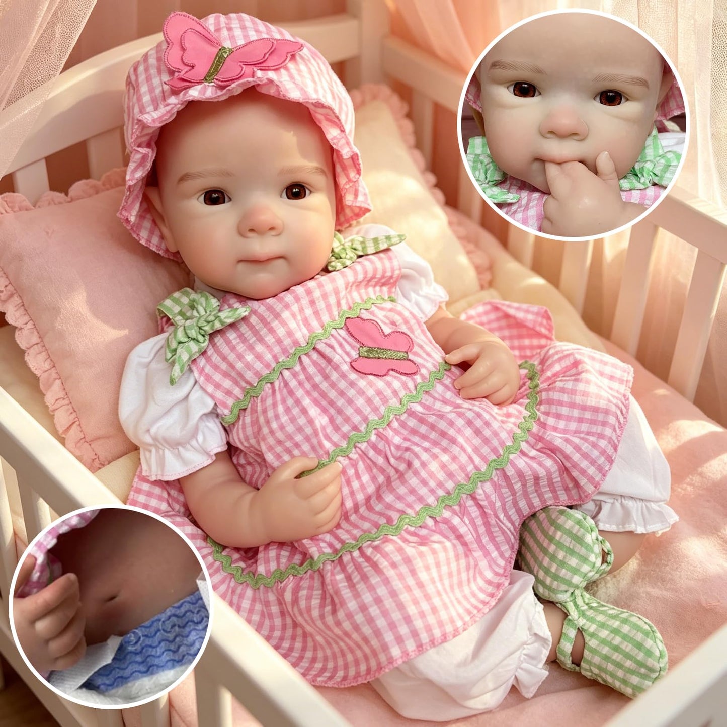 OtardDolls 18 Inch Silicone Baby Doll Realistic Newborn Doll, Soft Full Body Silicone Reborn Baby Girl Dolls Handmade Real Looking Doll Pack Set