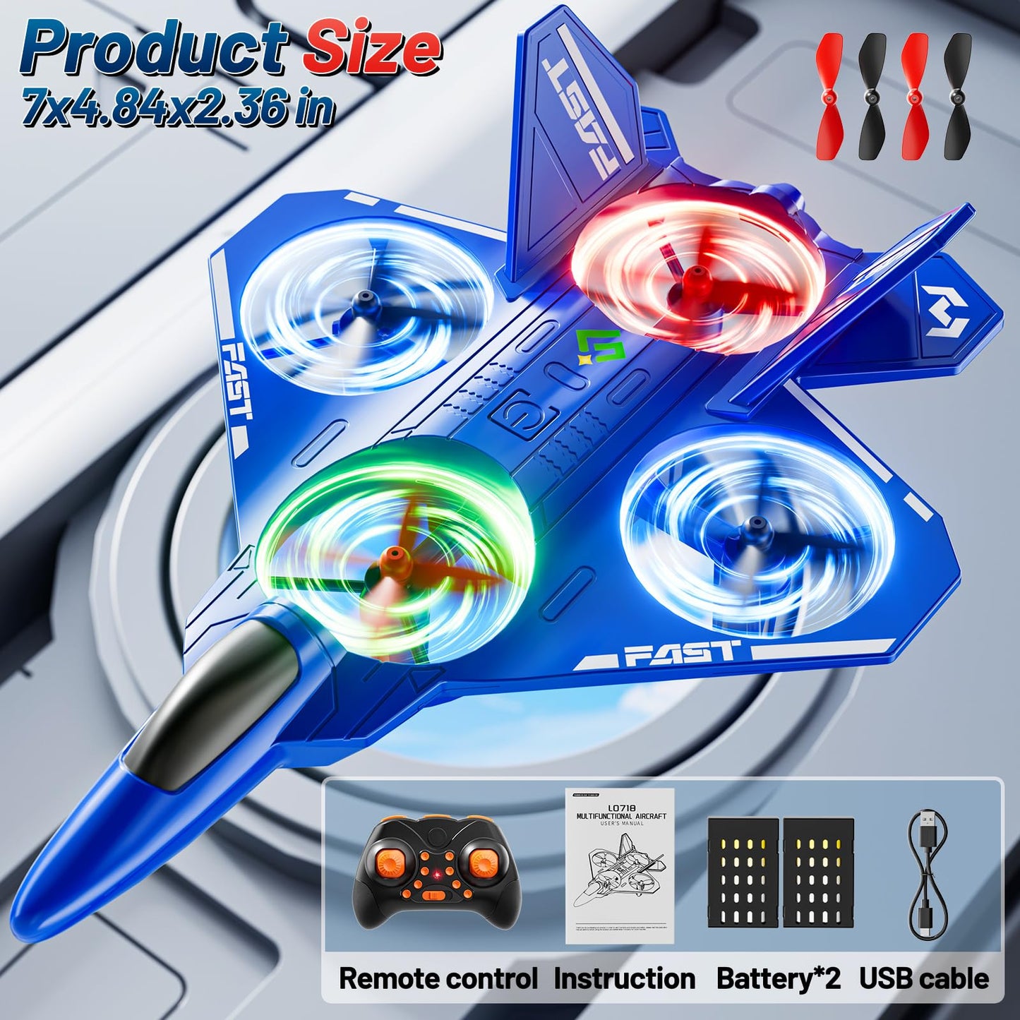 KIZONLY Remote Control Airplane for Kids, RC Airplane for Kids Adults, Indoor Outdoor Airplane with Speed Adjustment, One-Buttom Tricks, Surround etc, Birthday Airplane Gift Toys for Boys Girls Adults