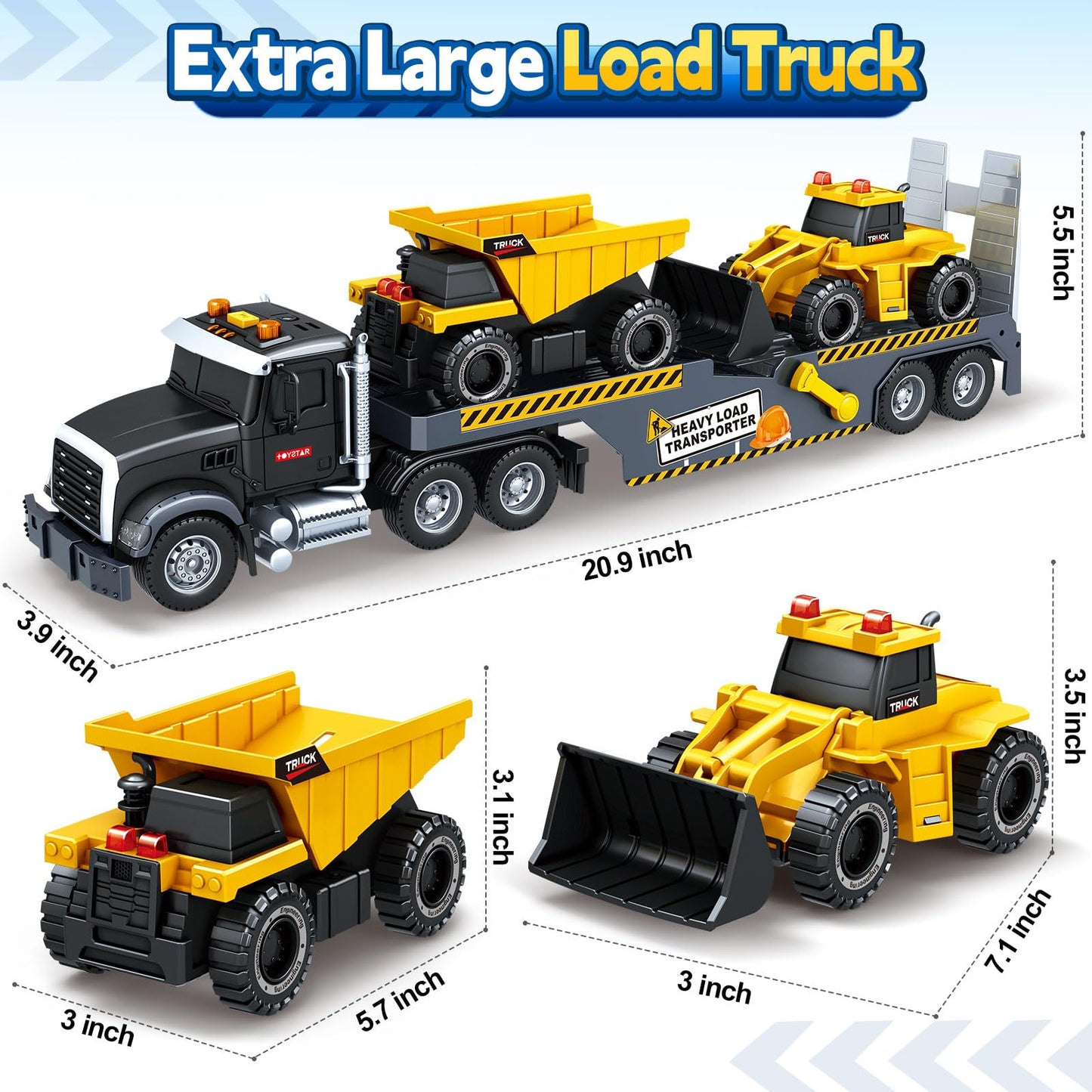 SpringFlower Boy Toys, Toddlers Truck Toy for 3 4 5 6 Year Old Boys, Extra Large Truck Toy with Sounds & Lights, Birthday Gifts for Kids Child 3 4 5 6 Years Old