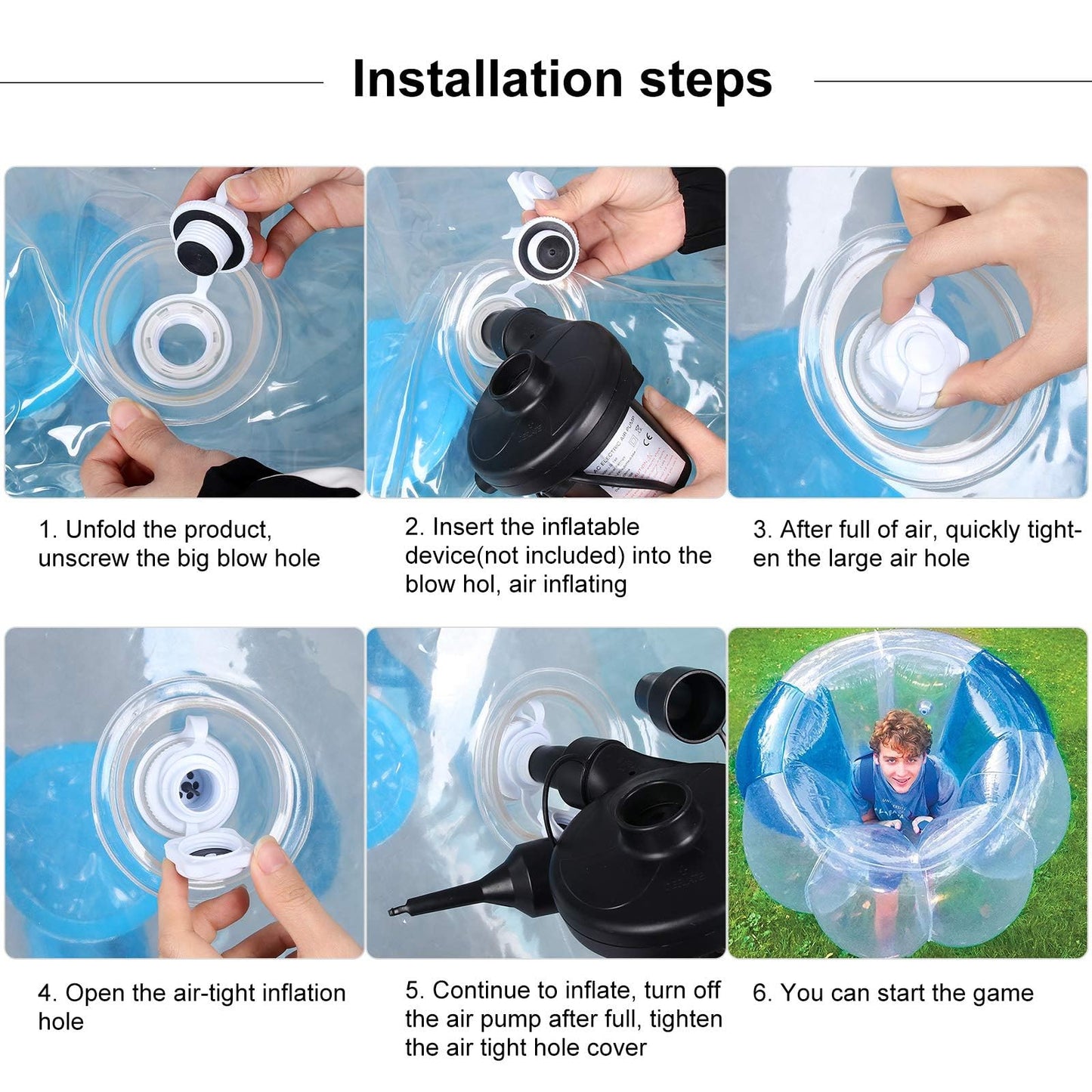 Inflatable Bumper Balls for Adults Human Hamster Balls for Adults Inflatable Lawn Game Ball 0.3mm Ultra-Thick PVC Toys Body Bumpers Ball Full Body for Outdoor Team Gaming Play (1PC (4FT Blue+White))