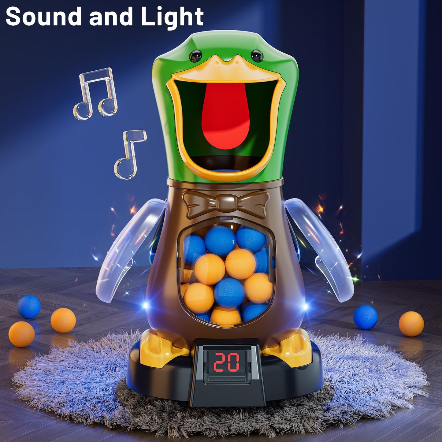 NIPLOOOW Duck Shooting Toys for Kids 3-5, Movable Target Shooting Games with 2 Air Pump Launcher, LCD Score Record, Sound, 48 Foam Balls, Birthday Gift for Boys Girls Ages 3 4 5 6 7 8 Years Old