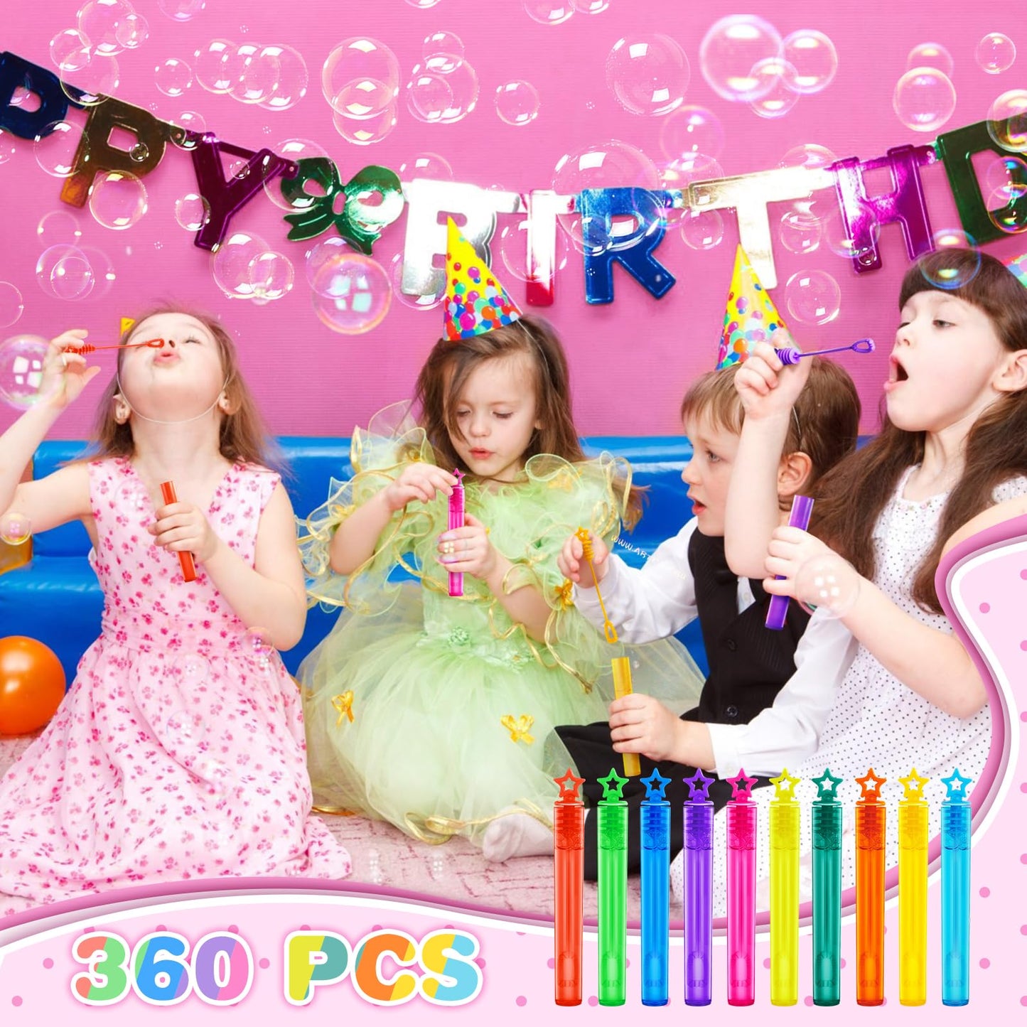 360 Pieces Mini Bubble Wands, Party Favors Assortment Toys for Kids,Themed Birthday, Halloween, Goodie Bags, Carnival Prizes, Wedding, Bubble Maker Outdoor Gifts for Girls & Boys