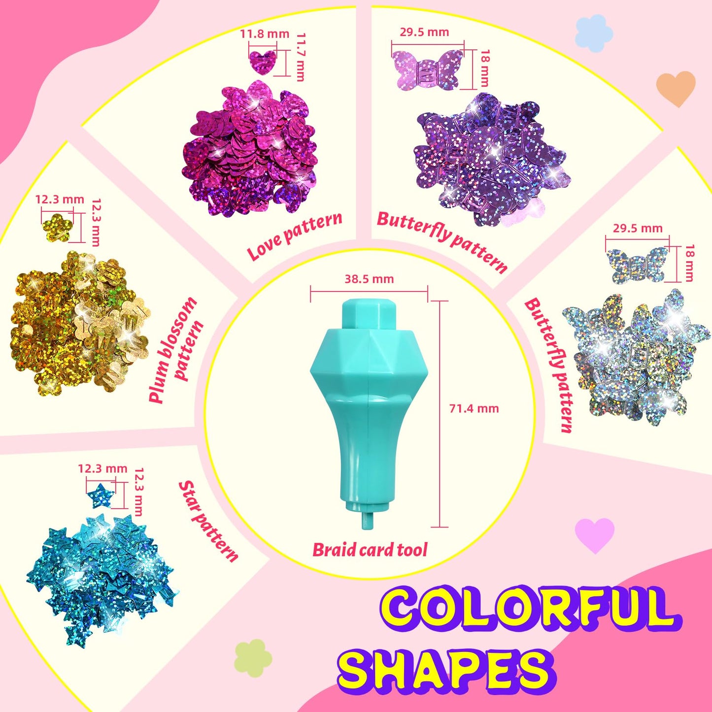 AOSITE Hair Gems for Girls, Hair Bedazzler Gem Stamper Kit with Hair Glitter Patch, Hair Jewel for Girls, Hair Gems Stamper, Hair Gem DIY Tool Gift Age 4-12 Reusable No Sticky Kid Hair Accessories