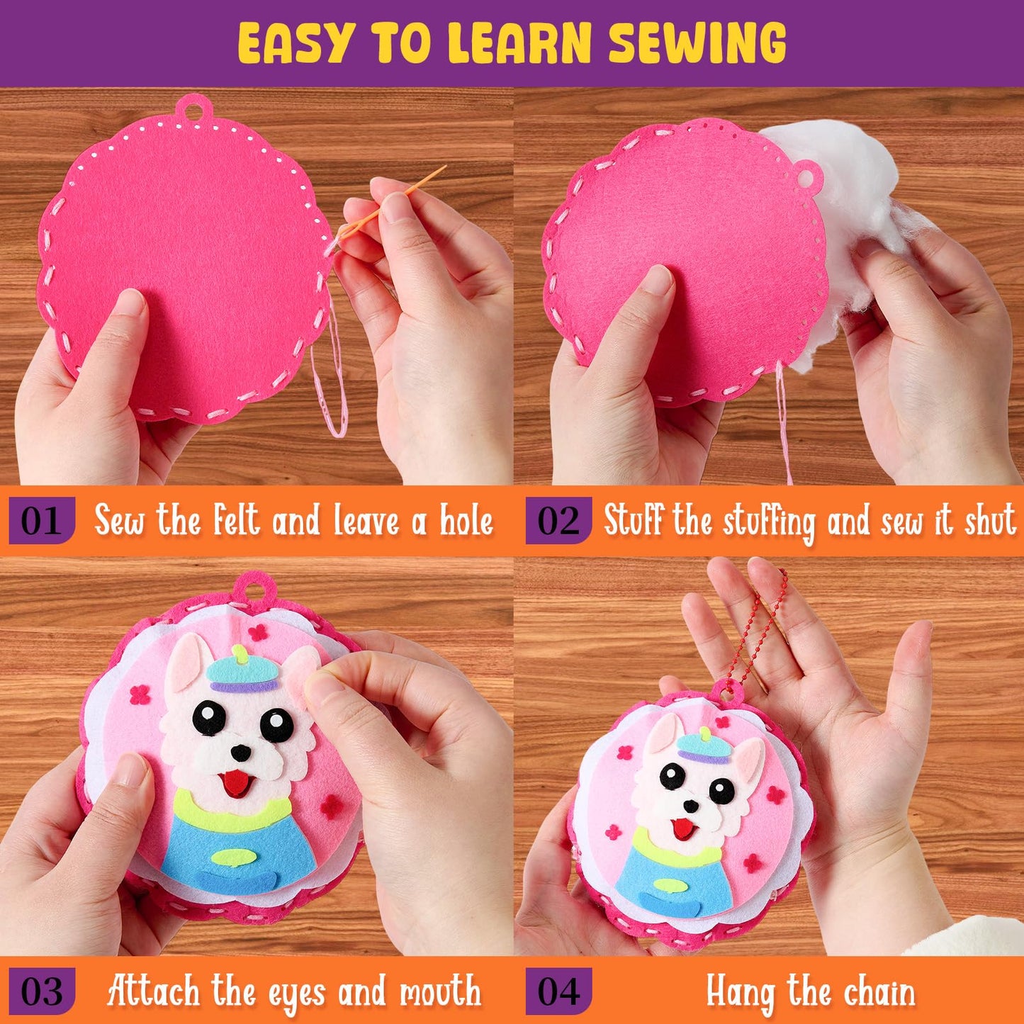 Toylink Dog Tag Sewing Kit for Kids Beginners, 12-in-1 Sew Your Own Felt Craft Kit for Kids Girls Boys 6-8, 8-12, Fun and Educational Birthday Gift Ideas