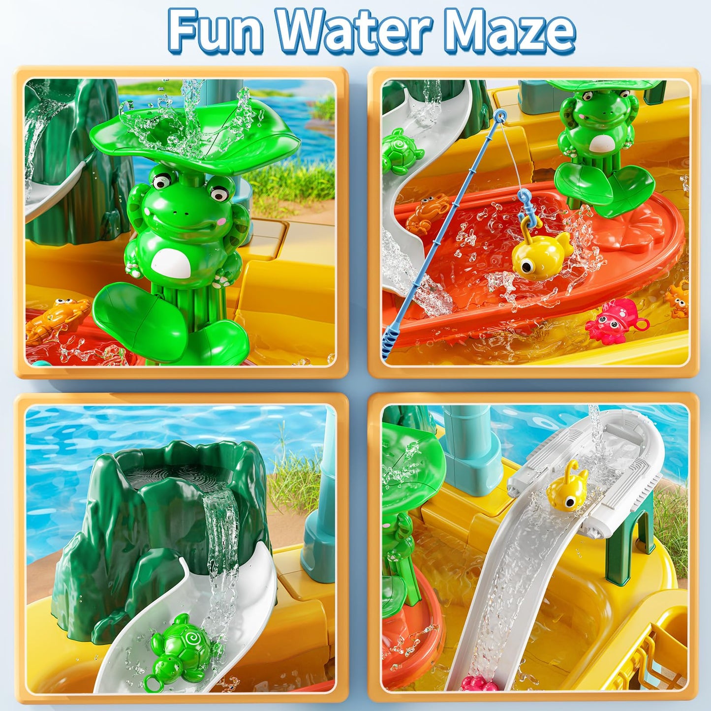JUKUDAHU Water Table Toy for Boys Girls Aged 3 4 5 6 7 8, Kitchen Toys with Play Sink, Fishing Games, Toddler Sensory Water Play Table for Kids Ages 3-8, Summer Beach Outdoor Toys, Birthday Gifts 2+