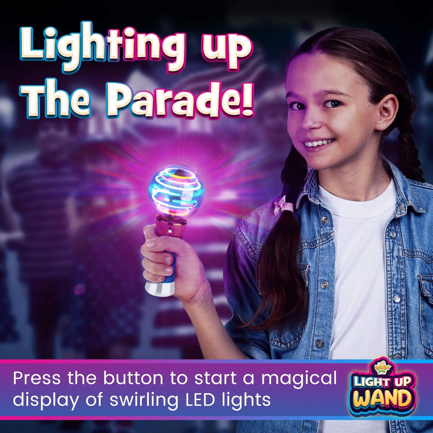 IPIDIPI TOYS Spinning Light Up Magic Wand for Kids, 2 Pack, LED Sensory Globe Wand - Easter Basket Stuffers Light Up Toys, Small Gift, Goodie Bag - Birthday Party Favors for Boys and Girls