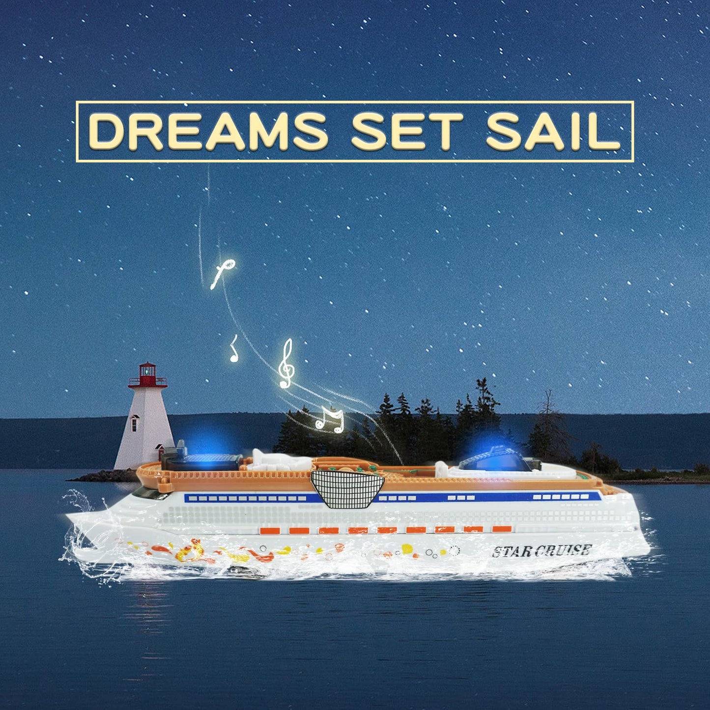 OTONOPI Cruise Ship Model Toy Ocean Liner Boat Toy with Light and Sound for Kids Toddlers Boys Girls Adults Age 3-12+ Birthday Children's Day Gift Home Decoration Collection