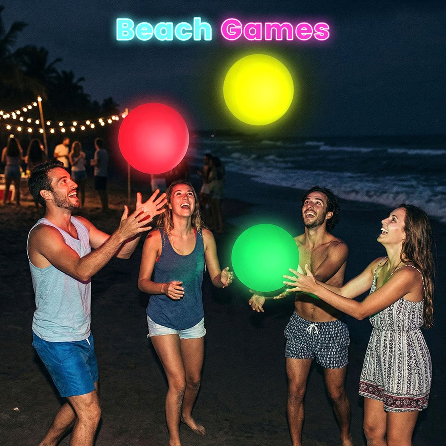 FUTUREPLUSX Pool Toys, 3PCS Light Up Beach Balls with Remote-Control 12 Inches Glow in The Dark Water Toys, for Outdoor Pool Beach Party Games and Decorations
