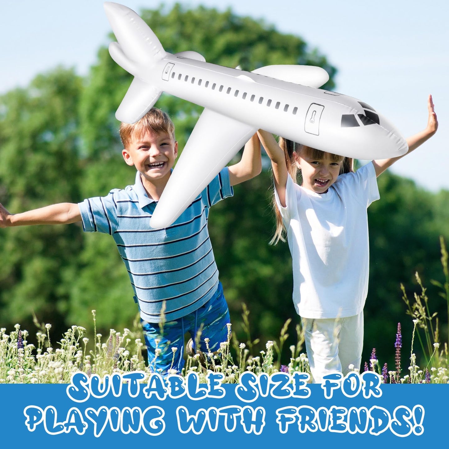 Syhood White 2 Pcs 79 Inch Large Inflatable Airplane Balloon Airplane Aviation Themed for Outdoor Birthday Party Gifts Swimming Pool Decorations Toys