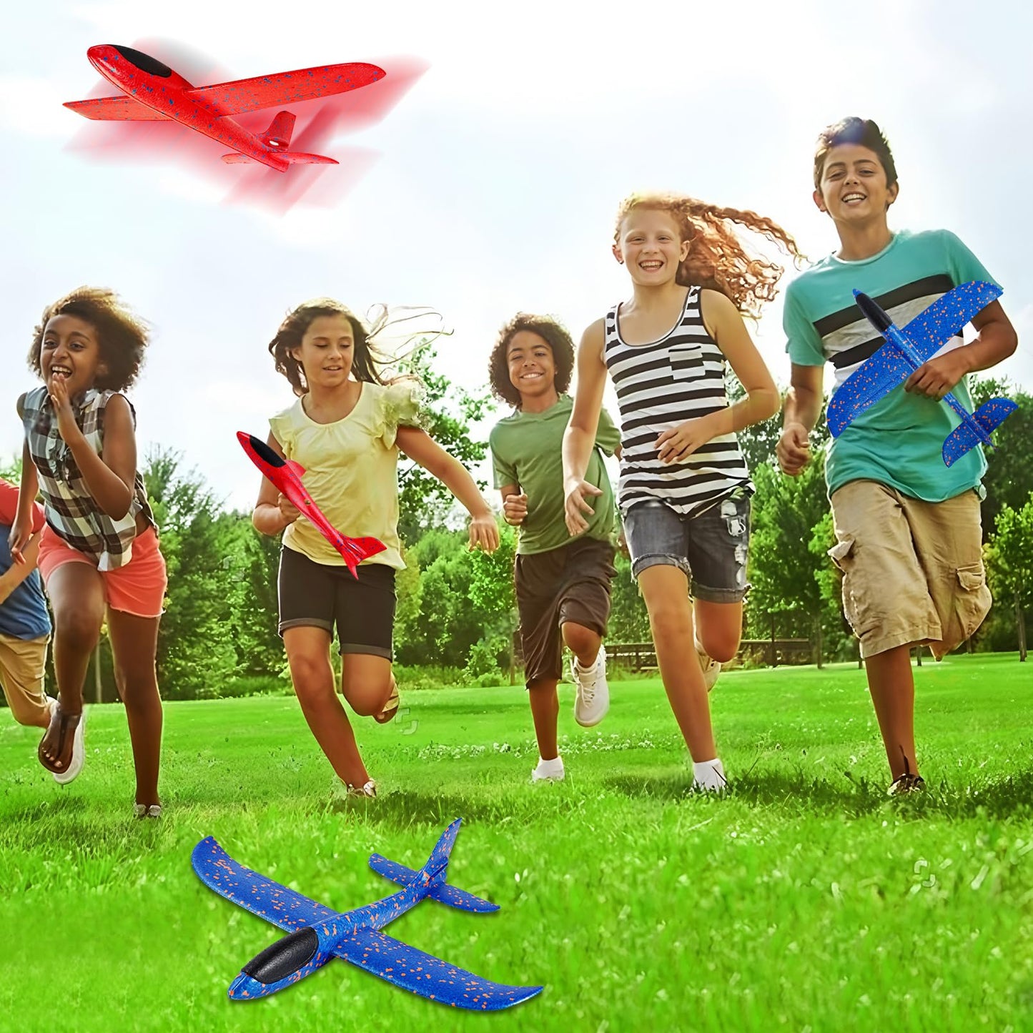 IJRPLM 6 Pack Foam Airplanes Toys, 17.5" Large Glider Airplanes for Kids, 2 Flight Mode Glider Plane, Flying Styrofoam Plane for Outdoor Sport Birthday Party Favors