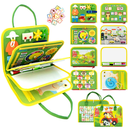 Letoya Toddler Busy Board, Farm Busy Book Montessori Toys for Toddlers, Sensory Board Learning Toy Educational Activity Books Birthday for Girls Boys, Travel Toys for Airplane Car