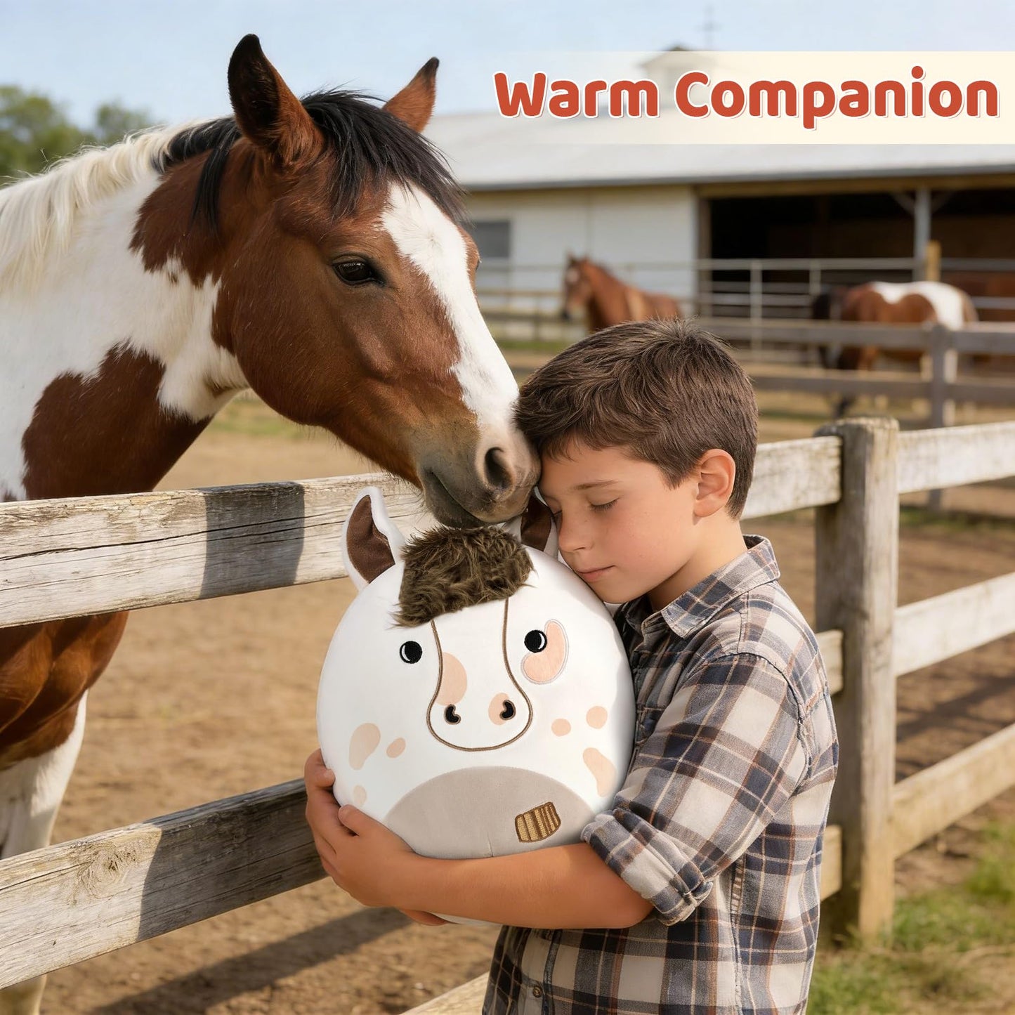 PEACH CAT Original Appaloosa Horse Stuffed Animal 12" Cute Horse Plush Soft Plushies Toys Gifts for Kids Adults White