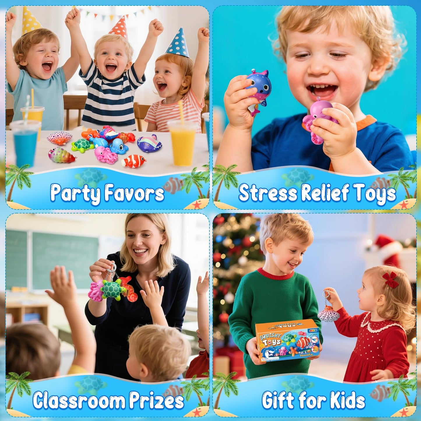 SNLN 12 Pcs Ocean Squishy Toys for Kids Under the Sea Party Favors Bulk for Birthday Gift Slow Rising Squishy Keychain Goodie Bag Filler Treasure Box Classroom Prize Ocean Themed Birthday Party Favors