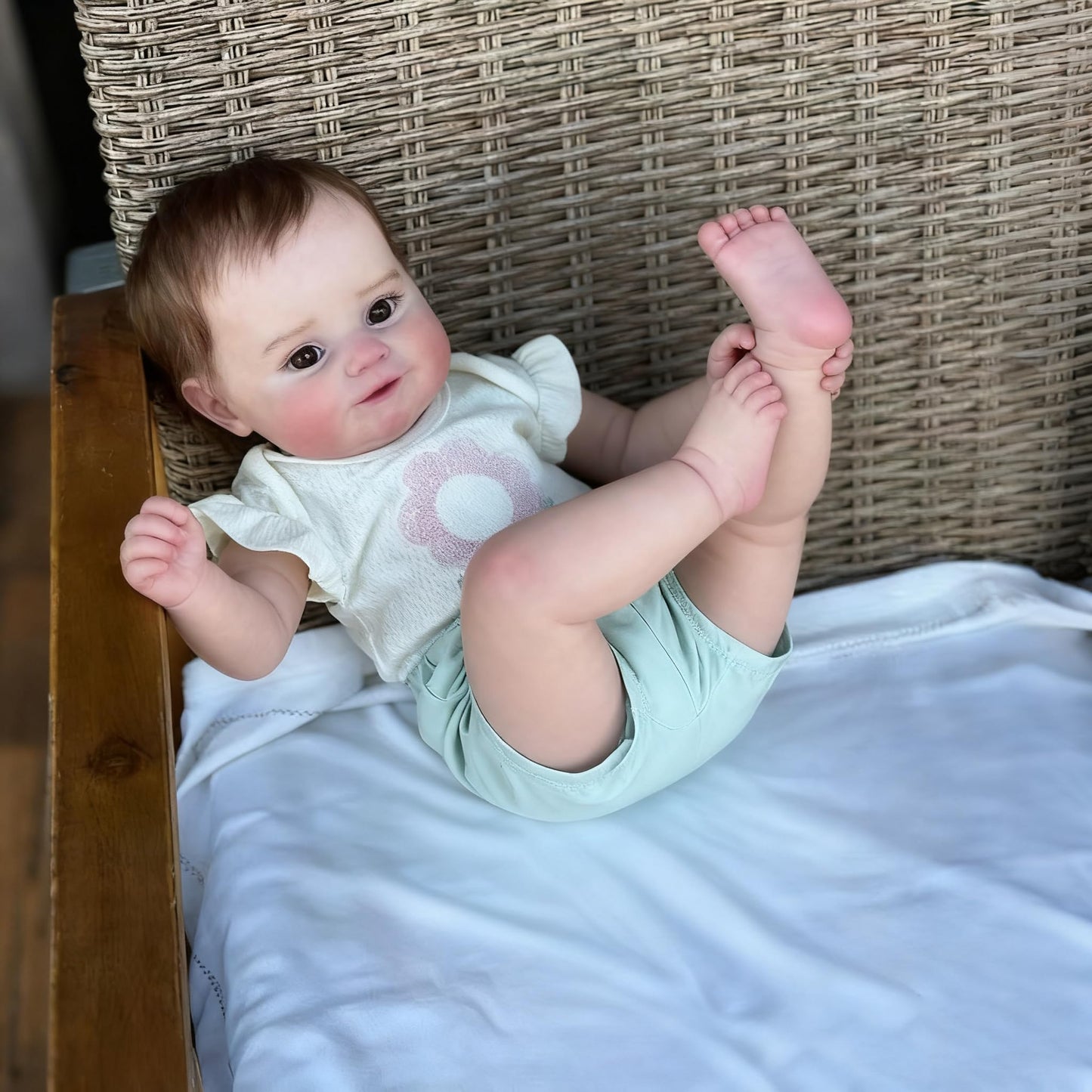 TERABITHIA Soft Touch Cuddly Baby Realistic Reborn Girl Doll - 20Inches Sweet Smiling Rooted Hair Newborn Lifelike Baby Dolls that Look Real and Feel Real