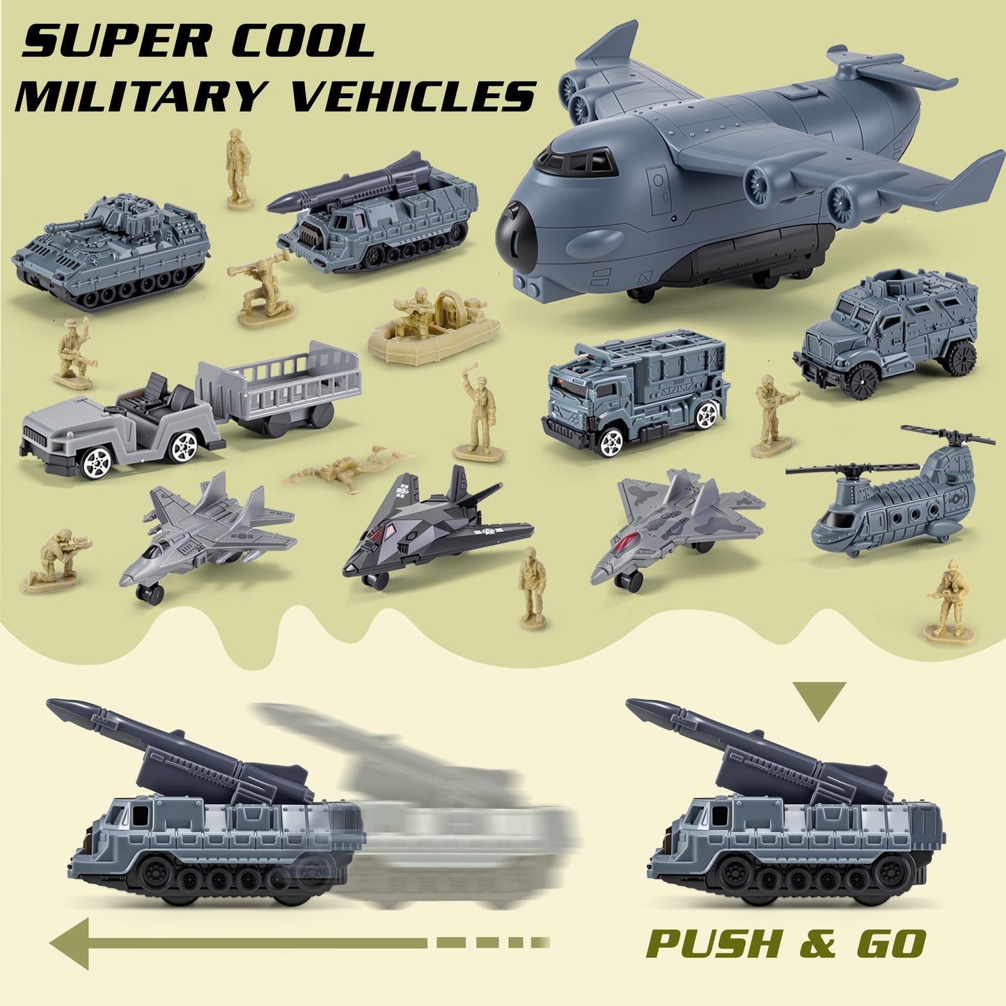 Military Base Building Playset, Army Toys with 11 Vehicles Airplane Helicopter Fighter Jet Army Men Action Figures and Play Map, Birthday Gift for 3 4 5 Year Old Boys Girls Kids