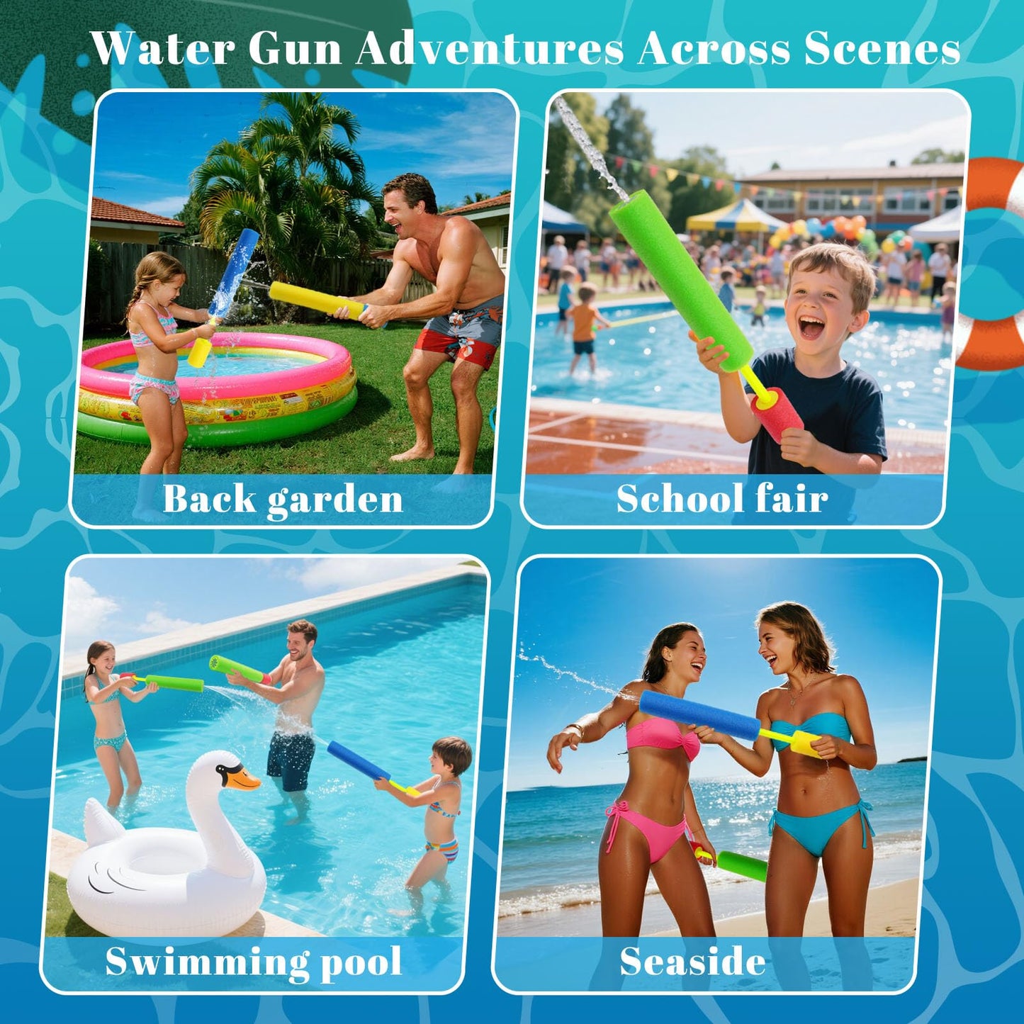 24 Pcs Water Squirter for Kids, Water Blaster Soaker Guns Foam Water Guns Pool Toys Outdoor Beach Swimming Pool Summer Water Fighting Toys for Adult Toddlers Kids