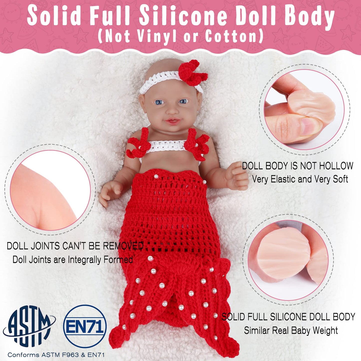 Vollence 20 inch Silicone Baby Dolls Girl Weighted 8.17 lb,[NOT Vinyl],Silicone Full Body Reborn Lifelike Realistic Newborn Real Life Soft Babies with Complete Accessories & Gift Box for Kids Age 3+