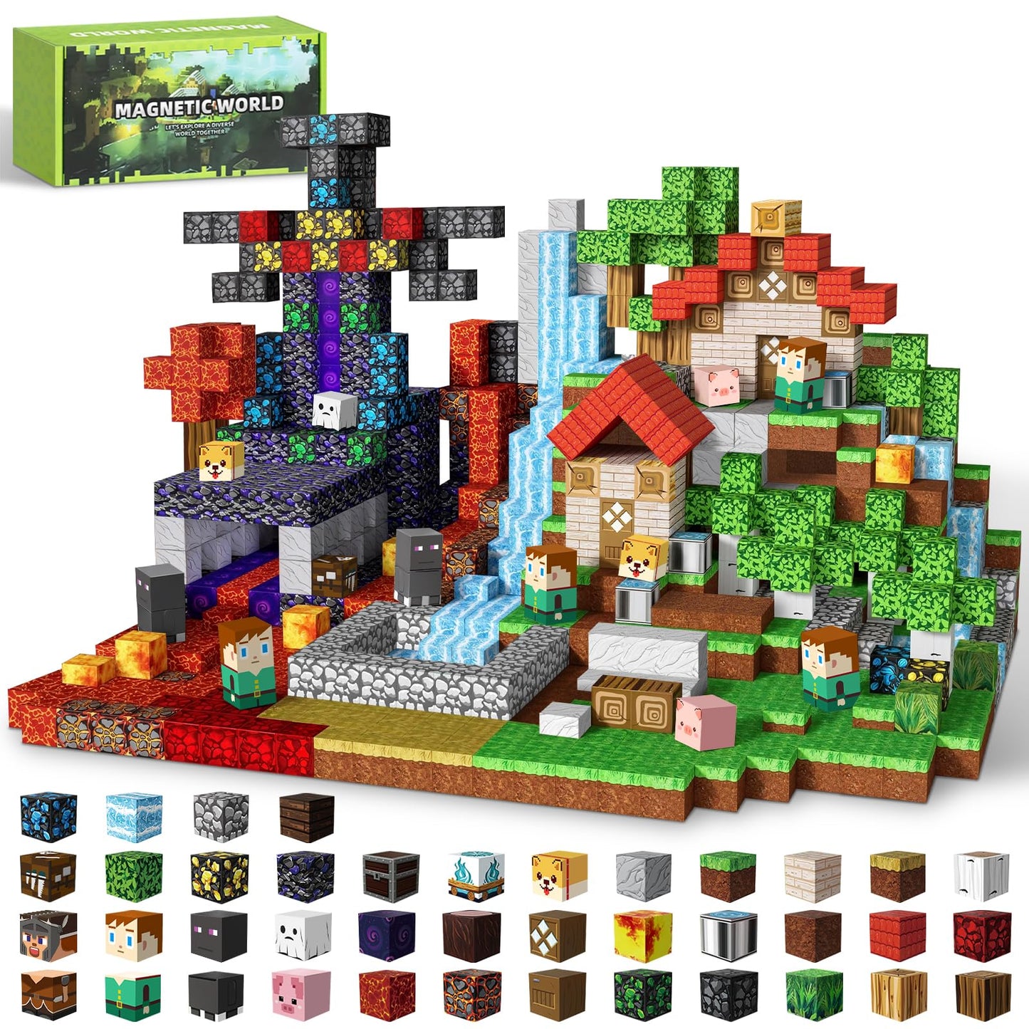 Intoypad 150PCS Magnetic Blocks for Kids, 0.8in Magnetic Building Block Toys for Boys Girls Age 3 4 5 6 7 8 9 10 Magnet Cubes Game Magnetic Tiles STEM Toys Christmas Birthday Gifts for Kids Toddlers