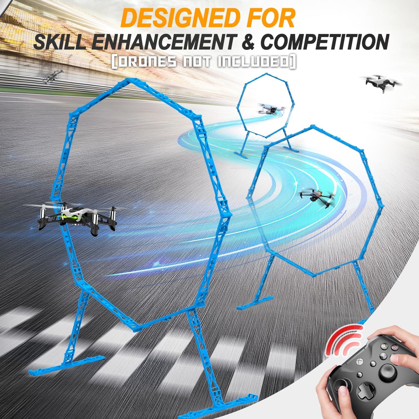 Dolanus 3-Pack Obstacle Hoops for FPV Racing Drones - Durable & Easy-Build - Ideal Drone Obstacle Course for Kids 6-12 & Adults, RC FPV Racing & Model Aircraft Games
