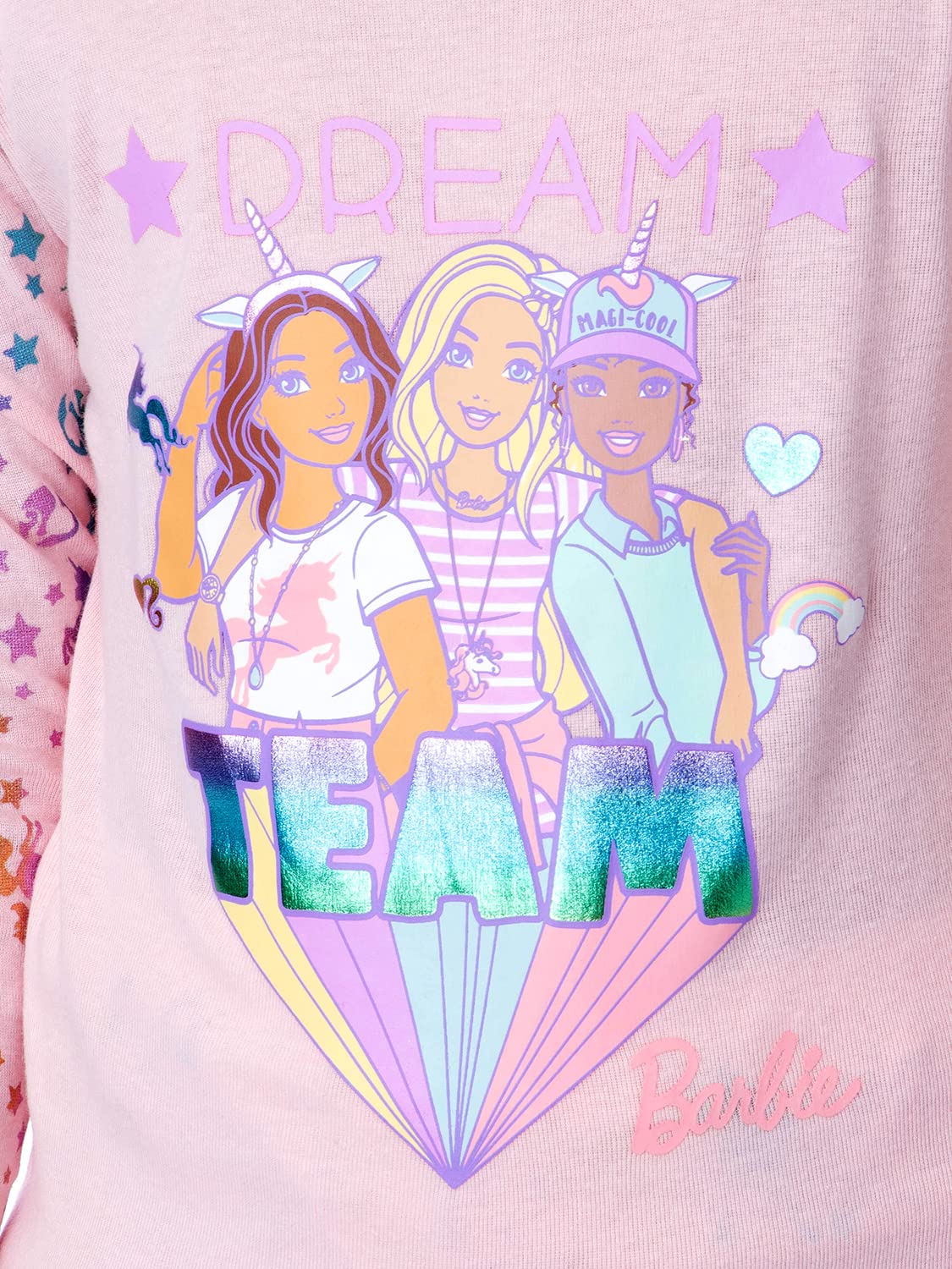 INTIMO Mattel Girls' Barbie Dream Team Unicorn Best Friend Sleep Pajama Set (4)
