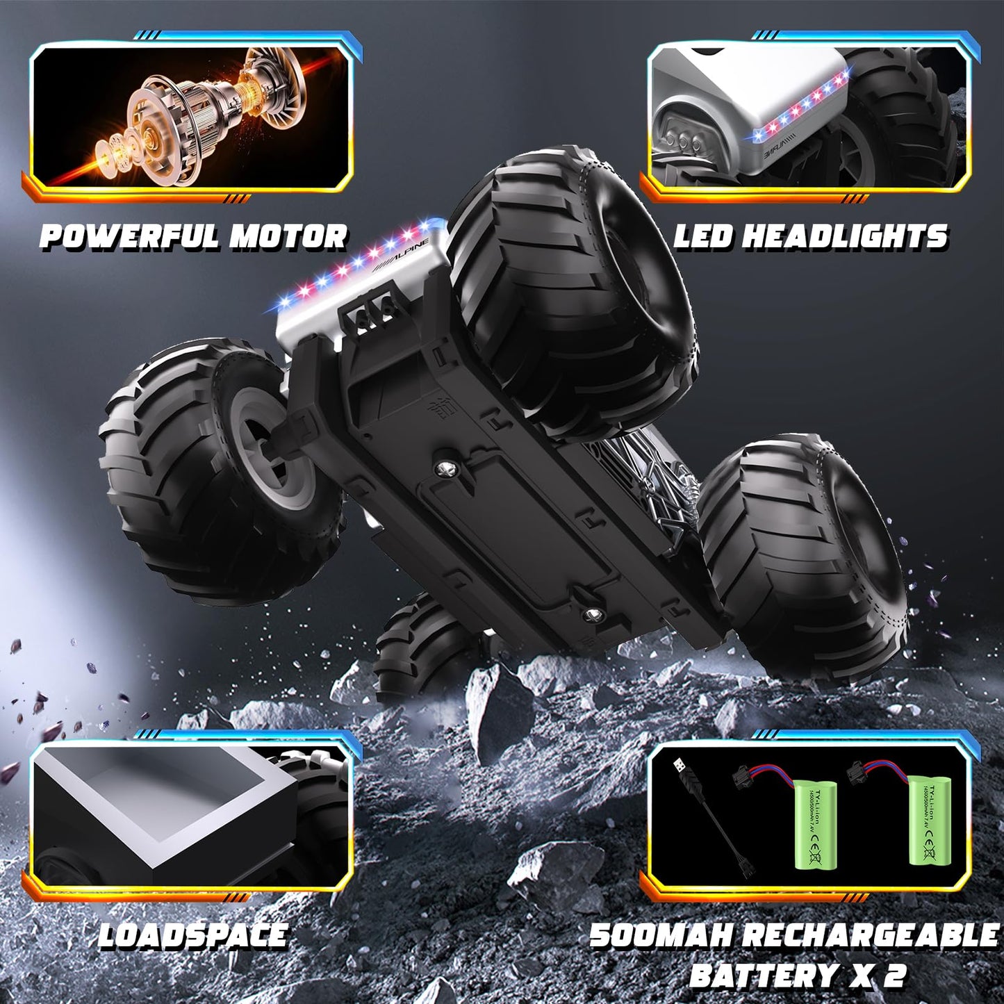 Cheffun Pool Toy - Amphibious Remote Control Car with Water Gun - 1:16 Monster Truck Toys, Waterproof RC Trucks, All Terrain Off-Road RC Car, Kids Gifts for Boys Age 5+ Years Old