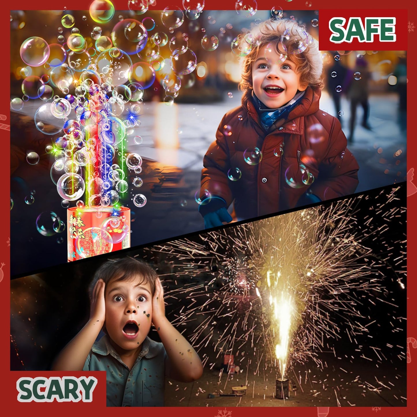 Bubble Machine (4PCS, 20 Holes) with LED Lights, Automatic Bubble Blower Toys, Portable Bubbles Maker for Wedding Christmas Chinese New Years Party Decorations, Kids Birthday Gifts, Balloons Banner