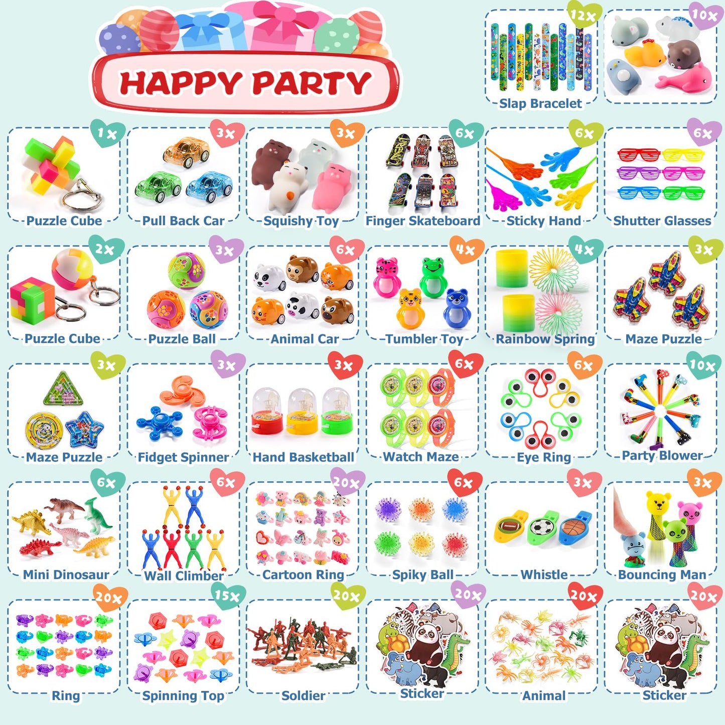 300 PCS Party Favor for Kids Goodie Bags Stuffers, Prize Box Toys for Kids Classroom Bulk, Small Fidget Toys Pinata Egg Fillers, Treasure Chest for Students Rewards, Carnival Prizes, Birthday Gifts