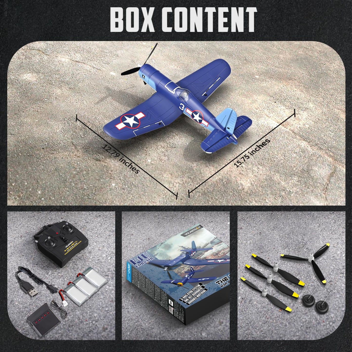 RCkuler RC Planes for Adults, 4 Channel RTF F4U Corsair RC Airplanes Fighters with 6-Axis Gyro, 3 Flight Modes and One-Key Aerobatic Function, Wingspan 400mm, Suitable for Outdoors and Gifts